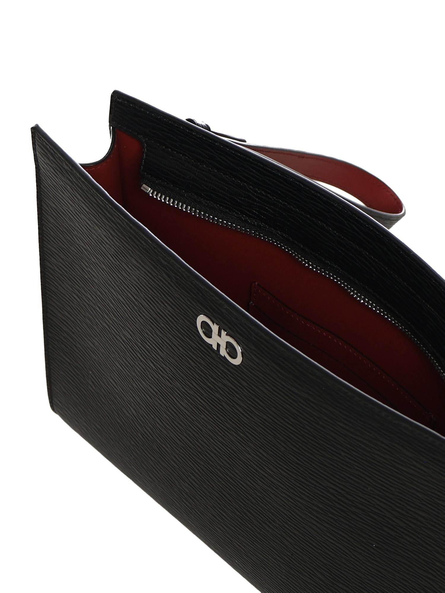 Pouch in pelle con logo 241889 791715001 FERRAGAMO 