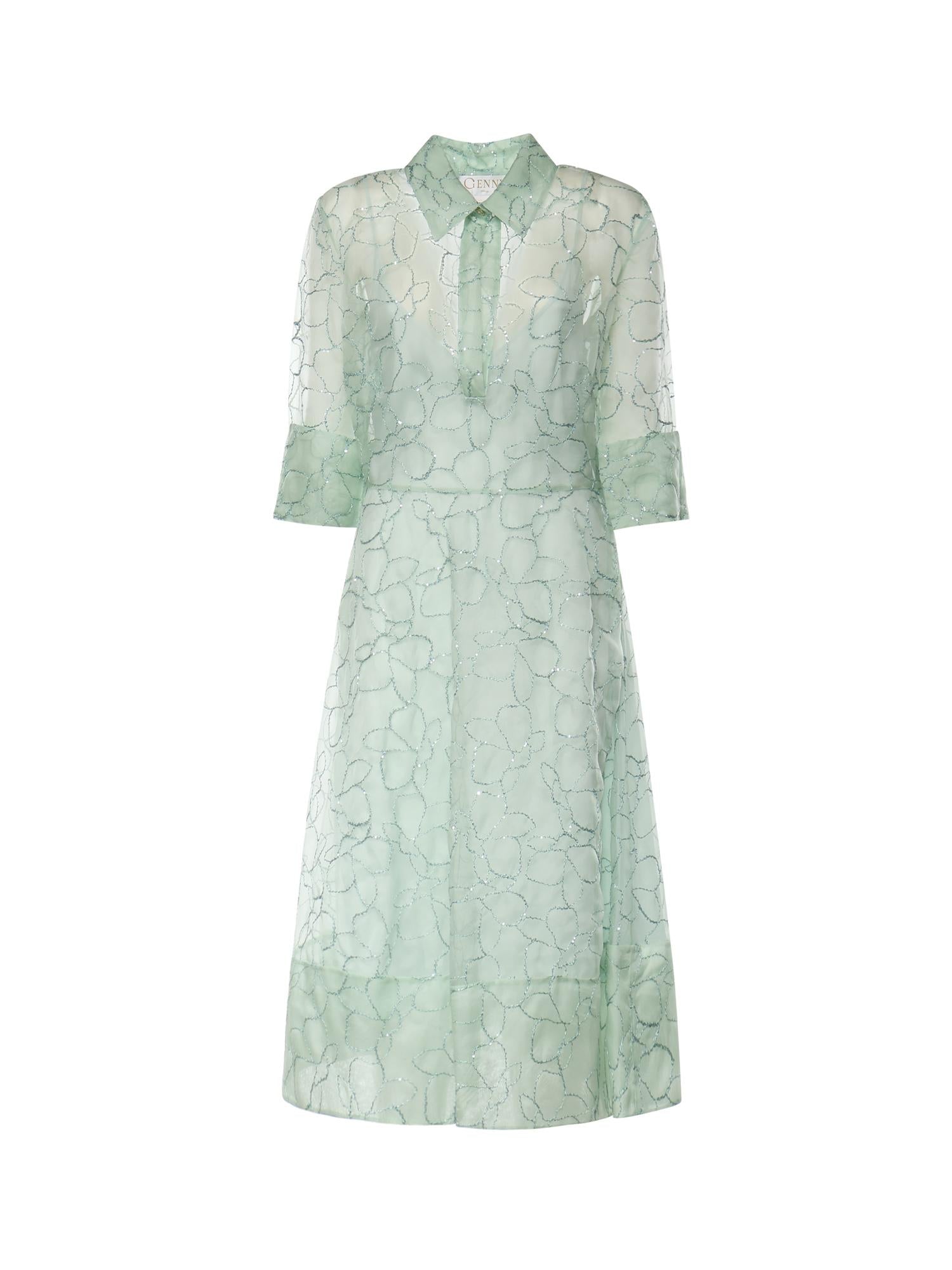 Abito in organza seta con ricamo orchidee 80AAO42F NR018197 GENNY 