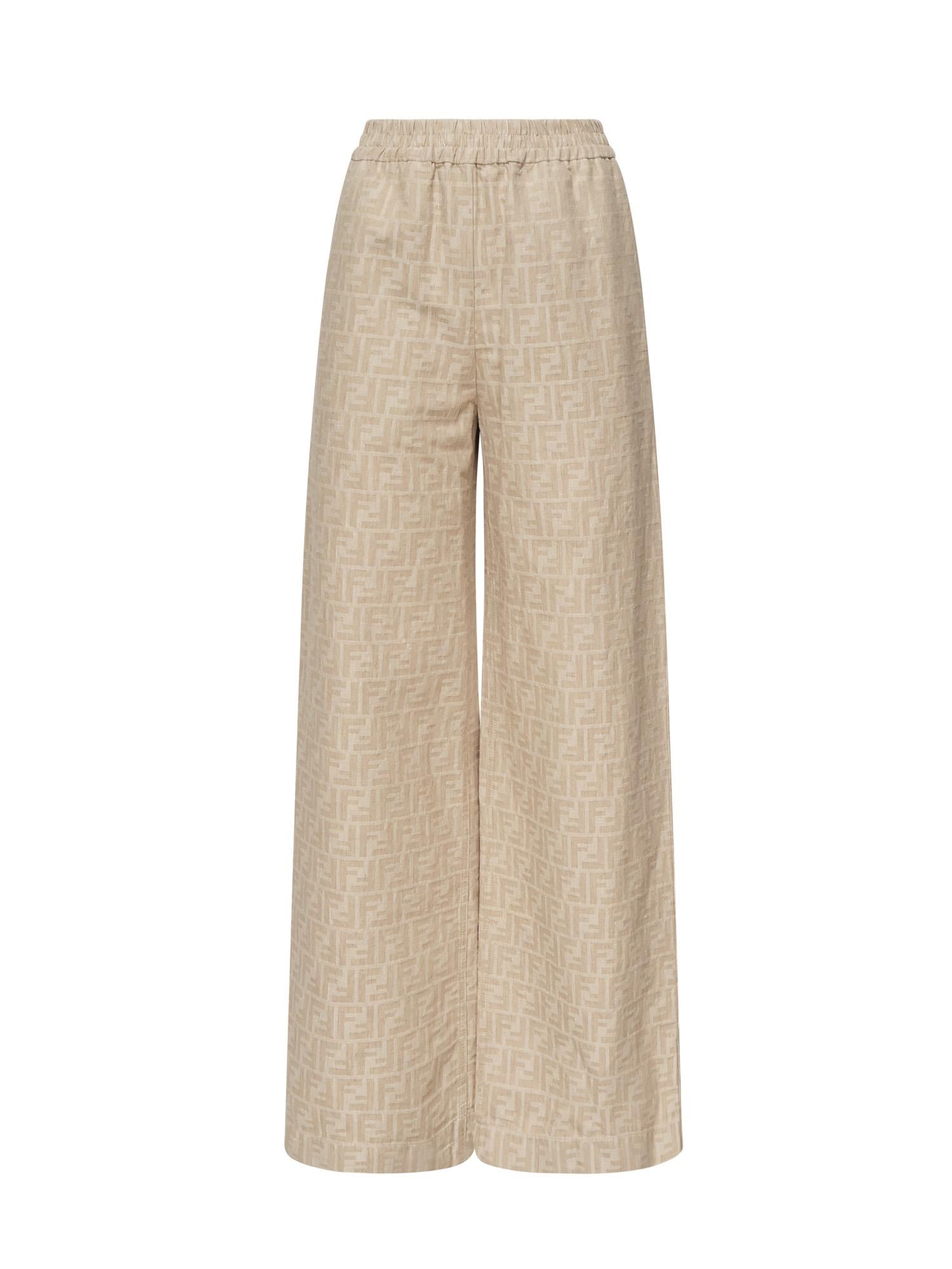 Pantaloni in chambray FF jacquard<BR/> FLP869 ASMFF1SAZ FENDI 