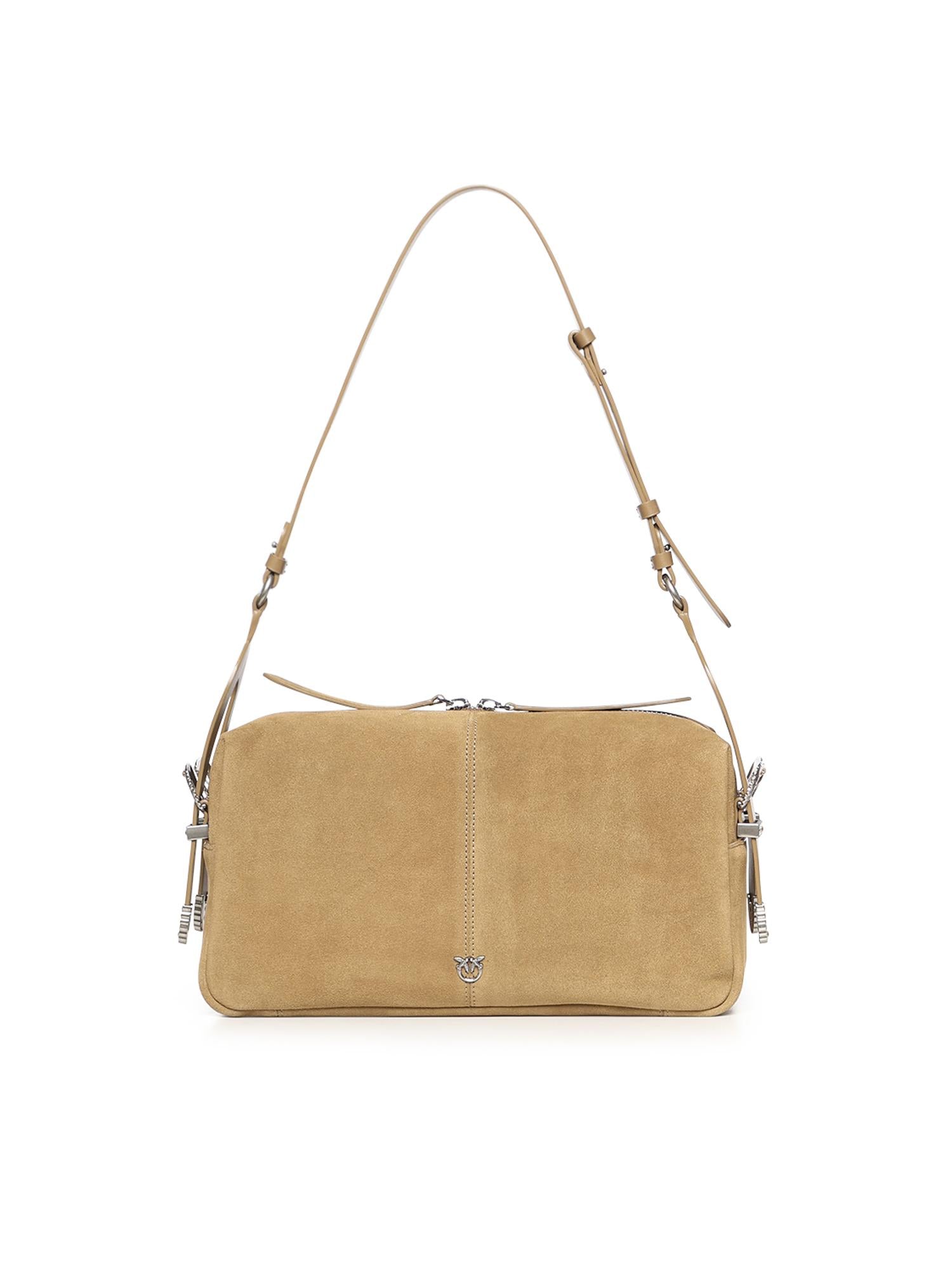 Borsa a spalla media Keeper Bag in suede 106676 A0F6L22O PINKO 
