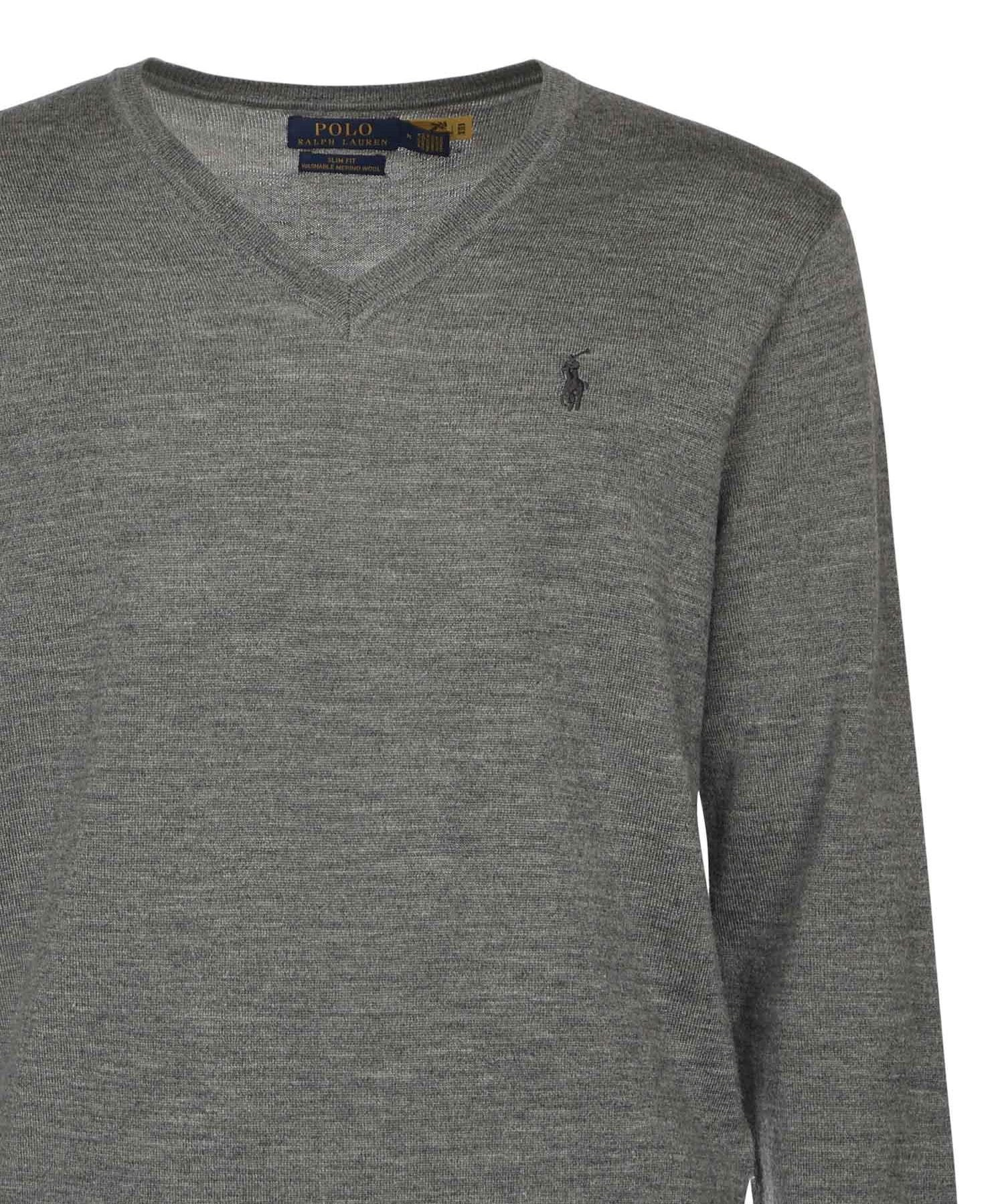 Maglia con scollo a V e logo<BR/> 710946142 002 POLO RALPH LAUREN 