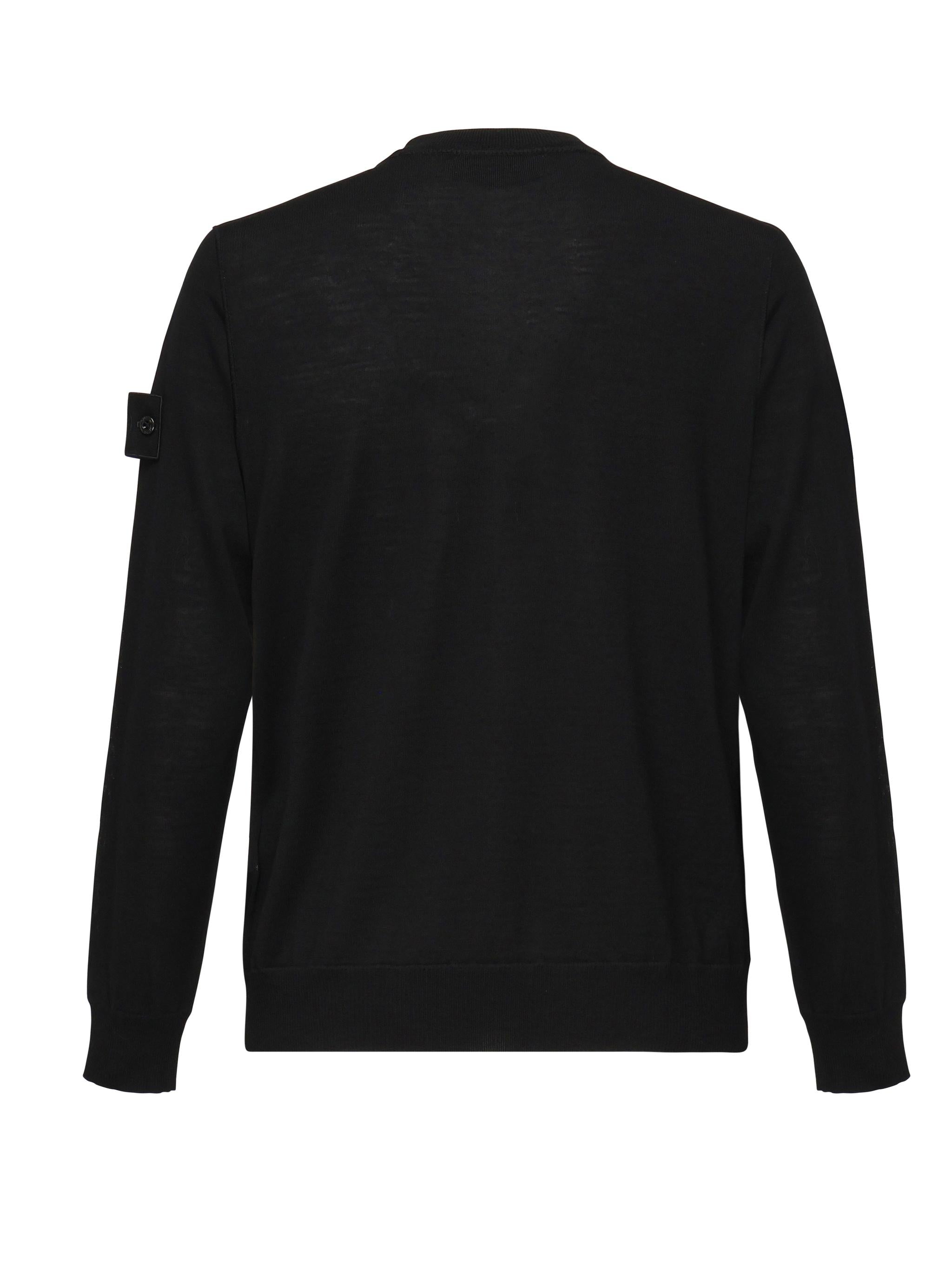 Maglia girocollo nero in lana leggera<BR/> K1S155100066 S00FCV0029 STONE ISLAND 