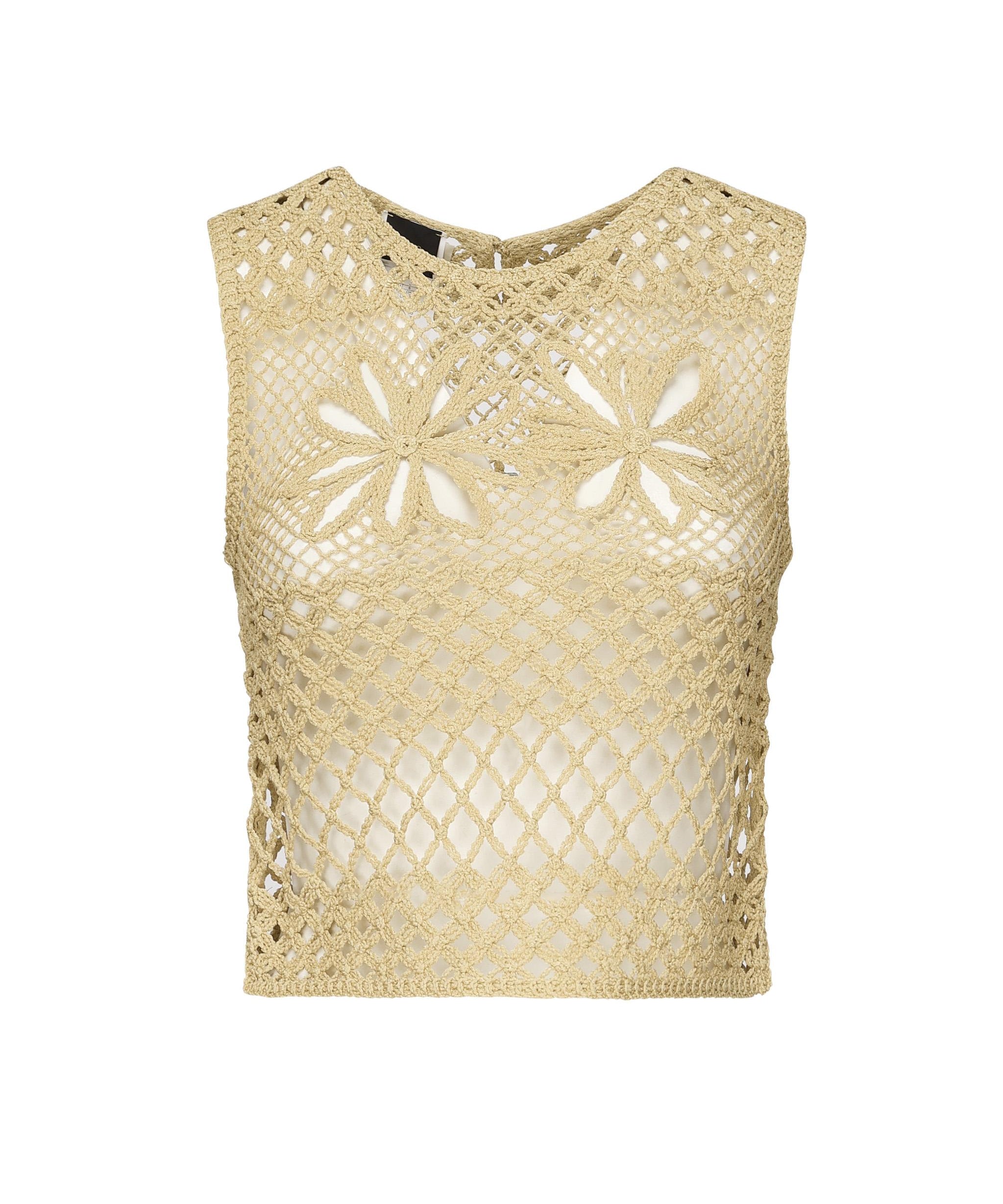 Top senza maniche crochet traforato 104733 A2FFC43 PINKO 