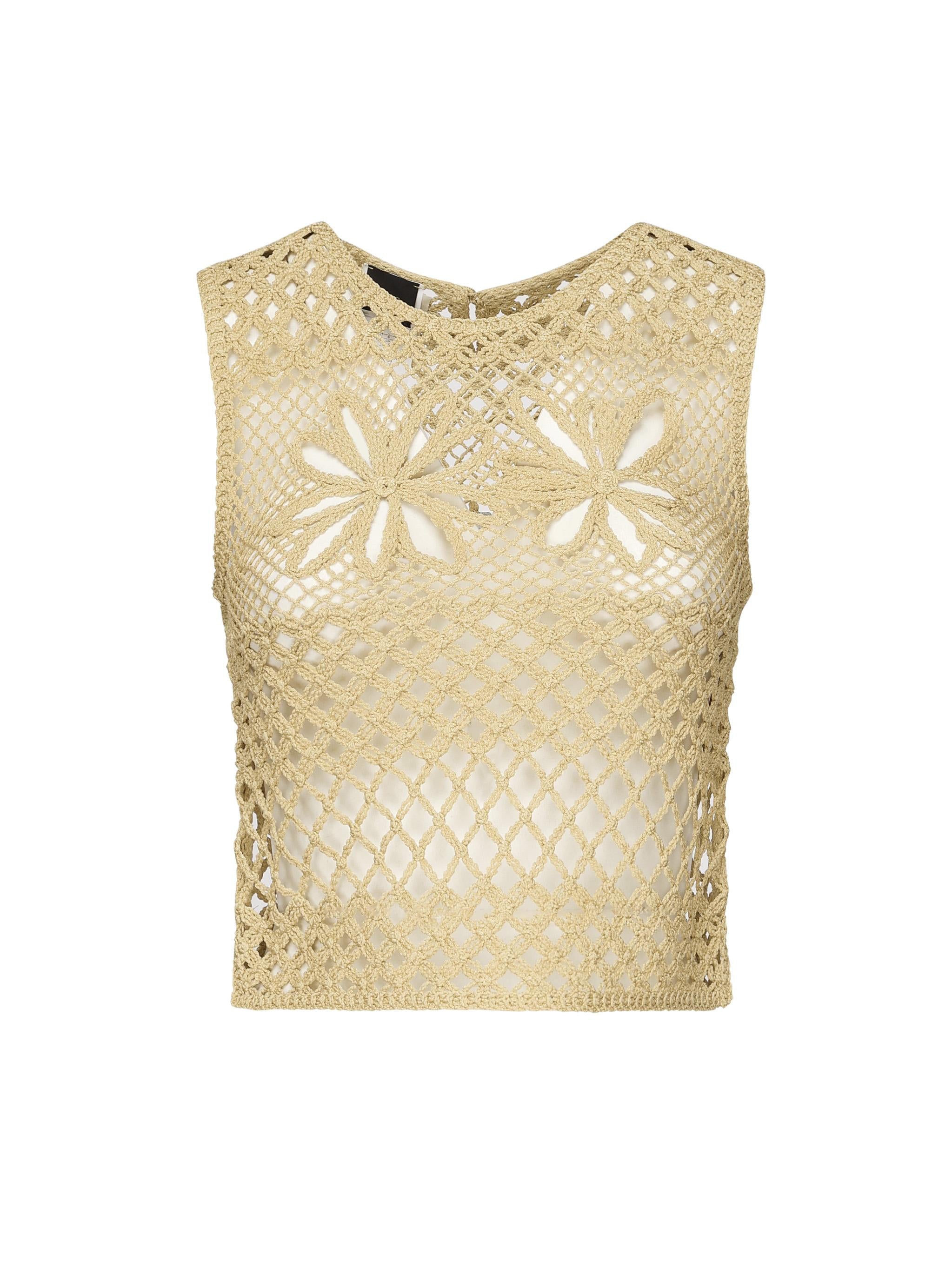 Top senza maniche crochet traforato 104733 A2FFC43 PINKO 
