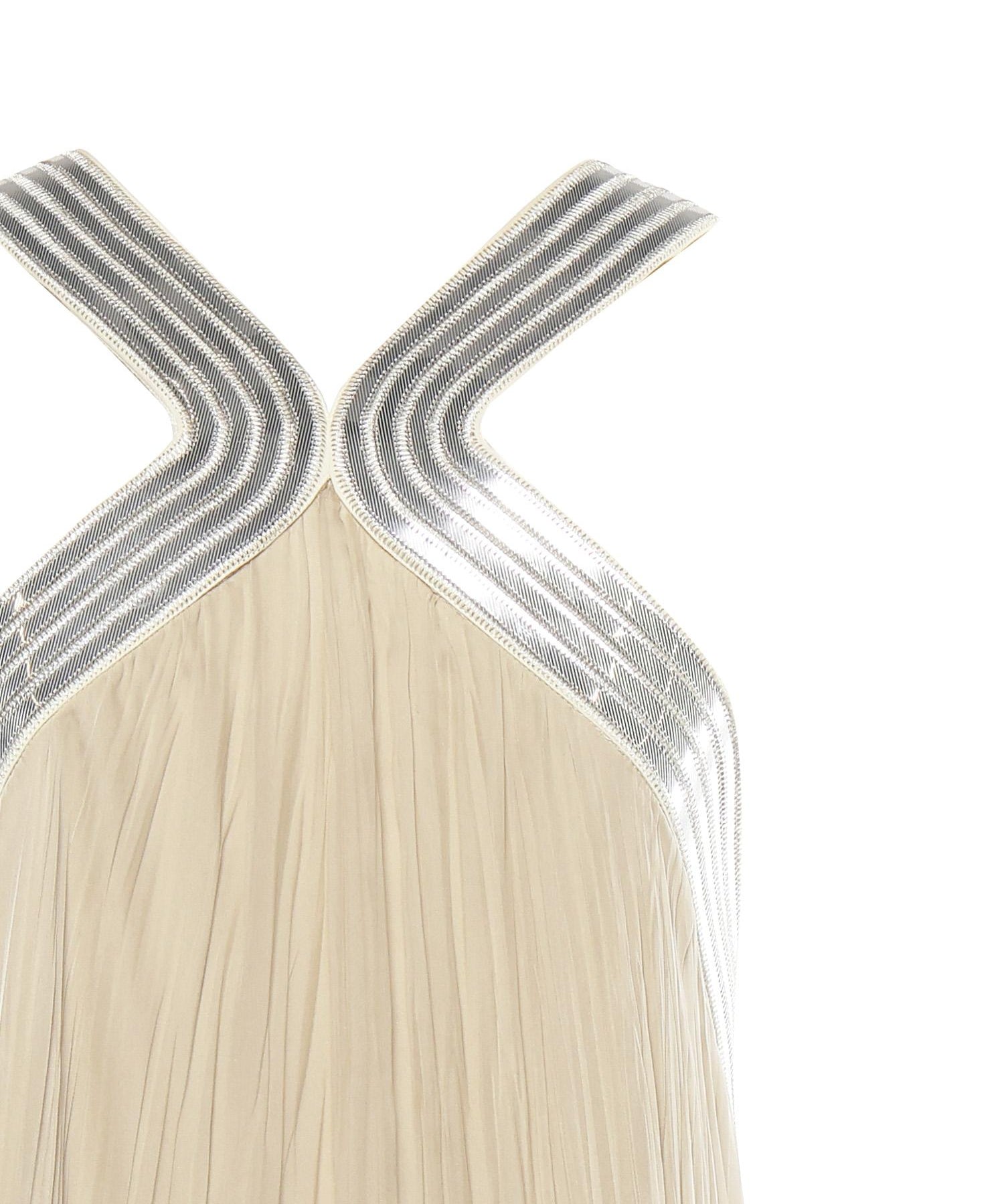 Abito lungo in chiffon plissé con ricami metallici A0426115 1471 ALBERTA FERRETTI 