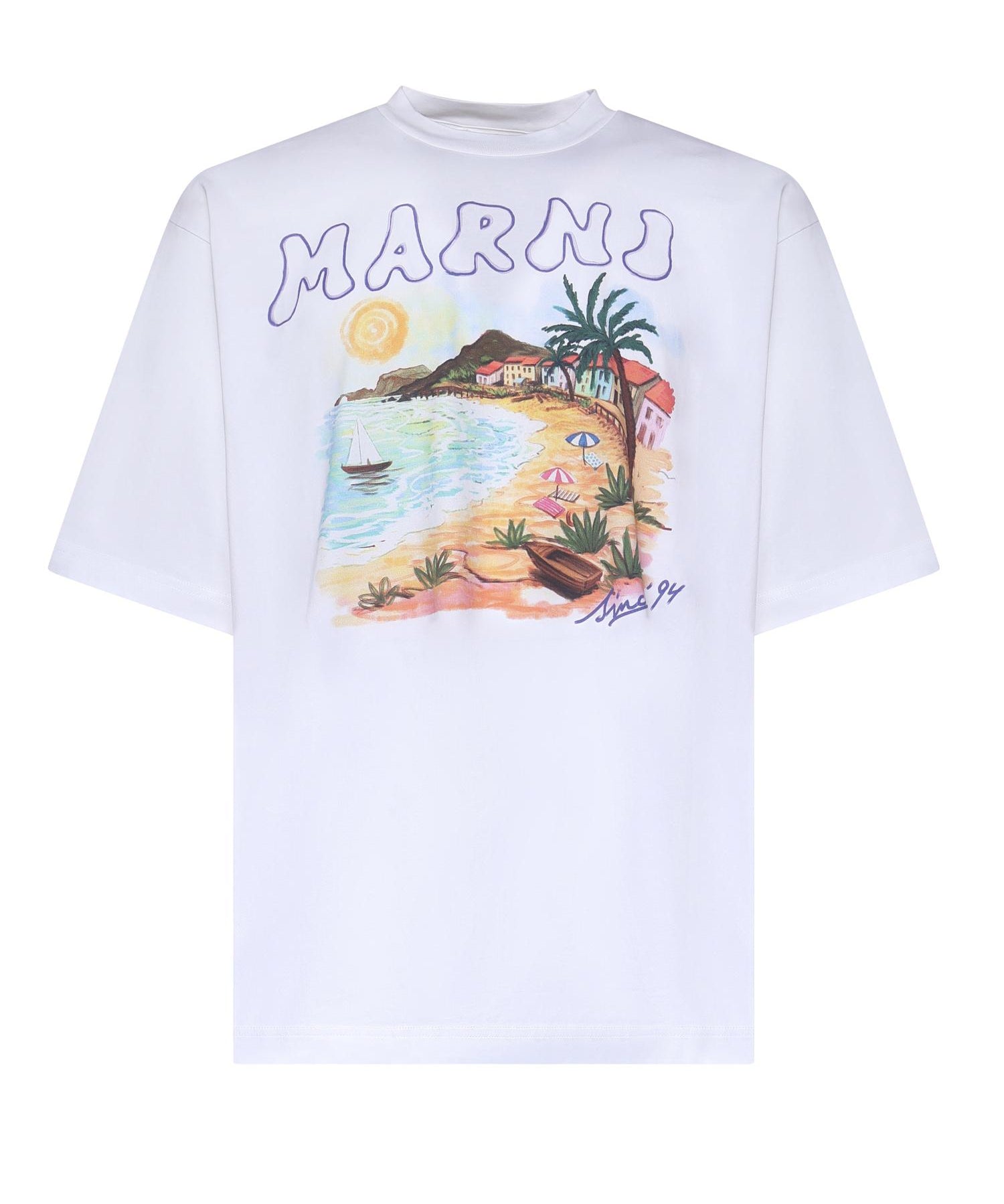 T-shirt in cotone con stampa Marni Beach HUMU02234P USCZ06PRW01 MARNI 