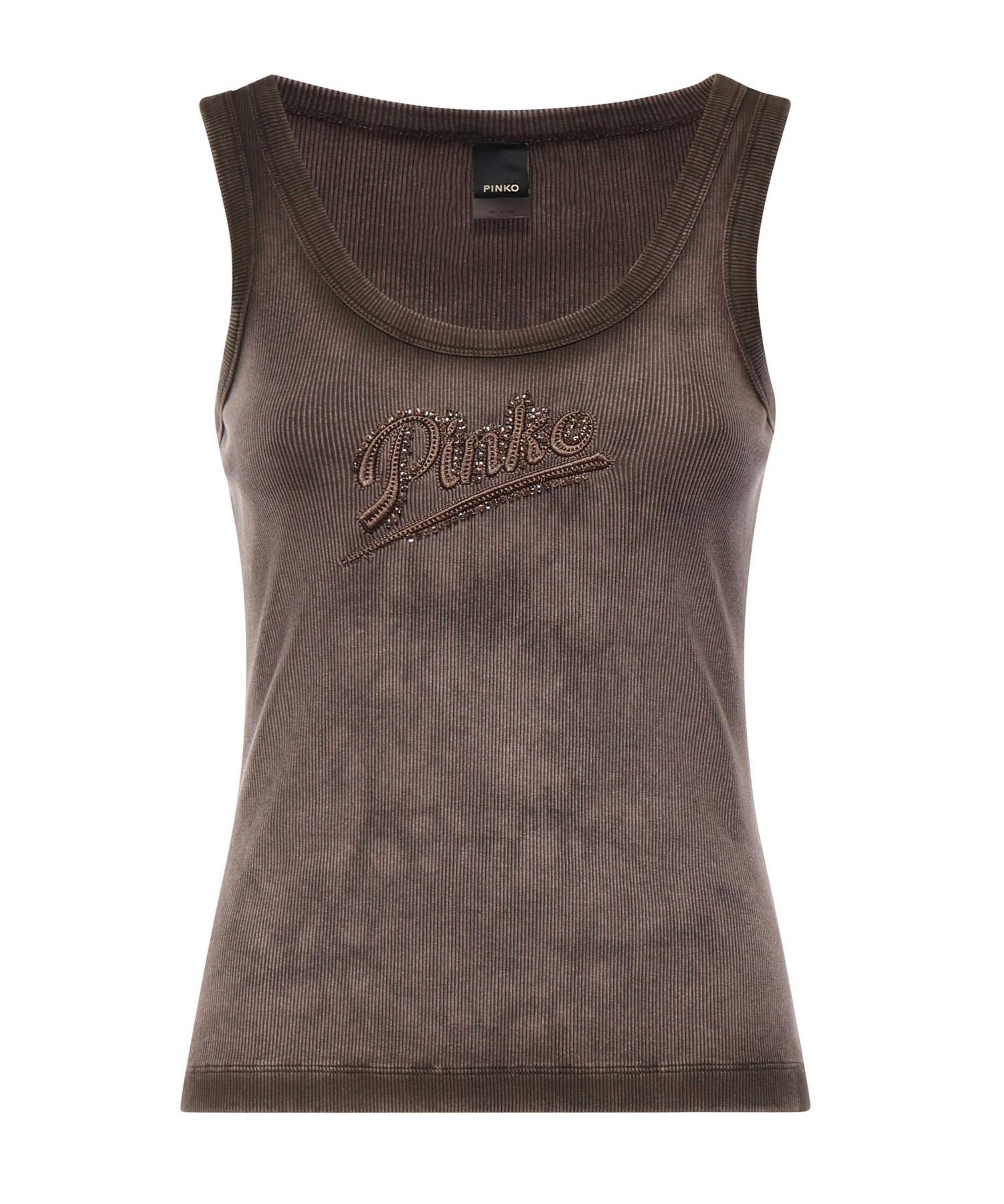 Tank top effetto spray con ricamo 107306 A3H5L72 PINKO 