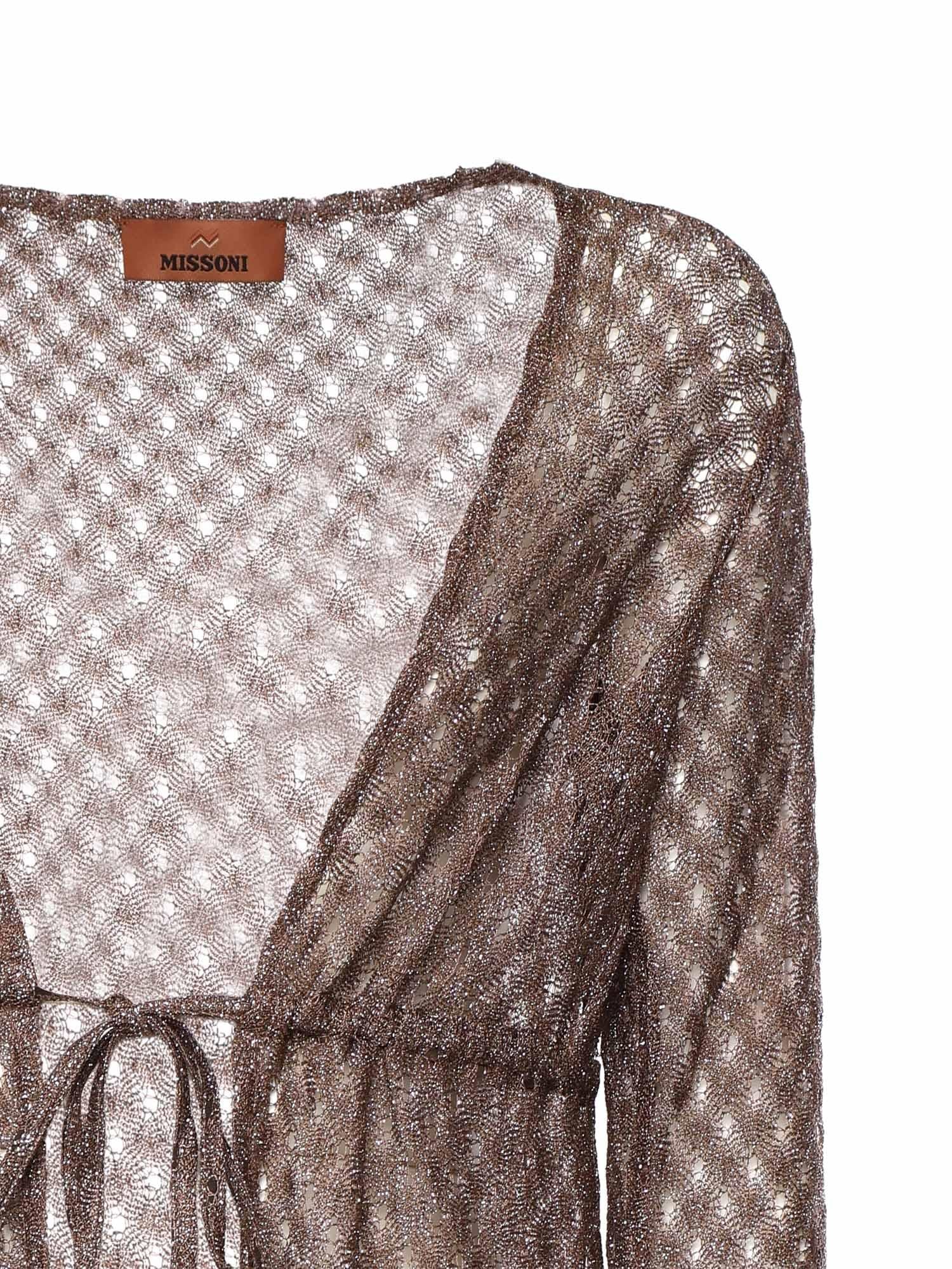 Cardigan lungo in viscosa lamé motivo ragnatela MS26SQ0S BR014DS80EE MISSONI 