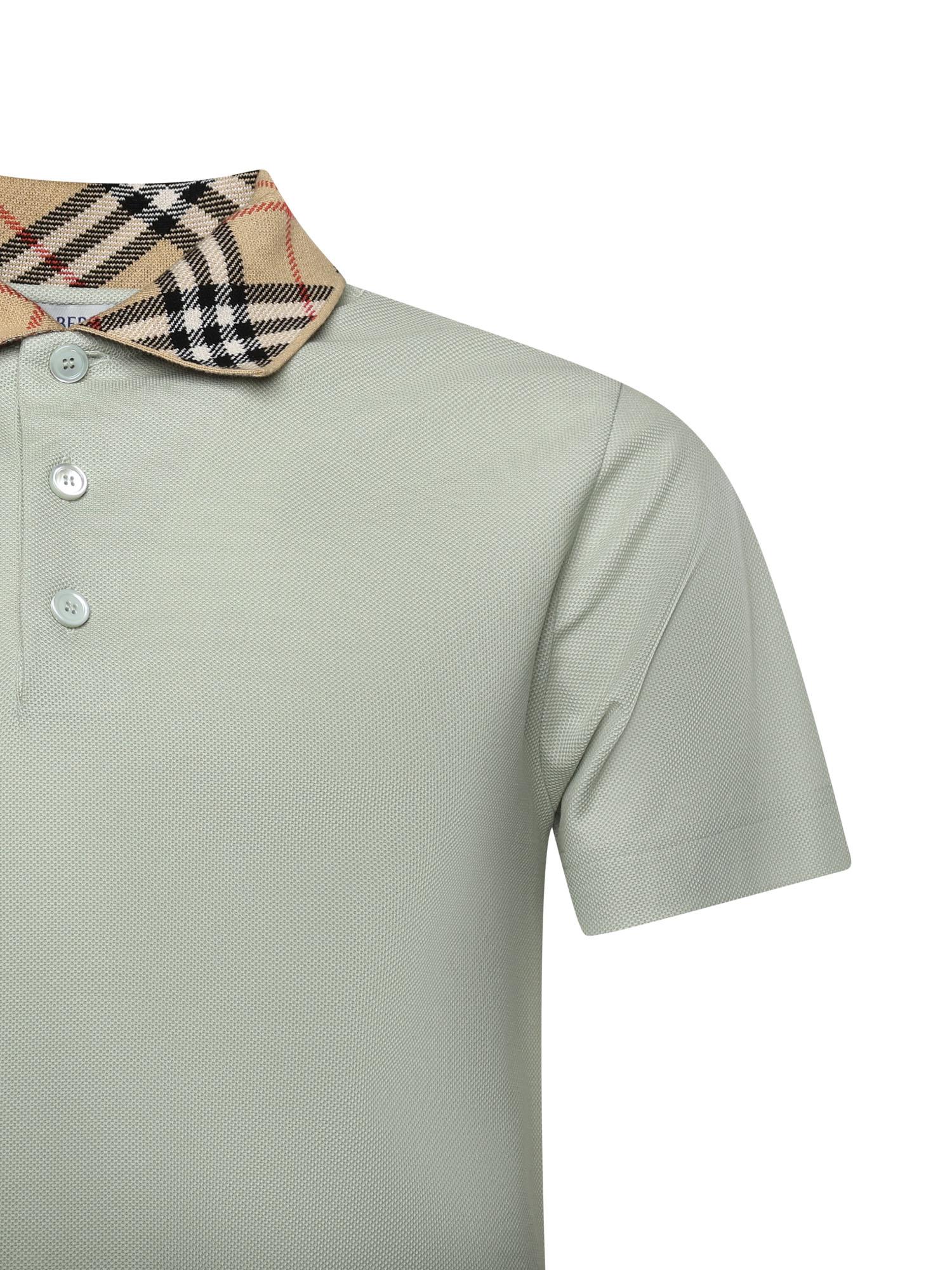 Polo in cotone con colletto Check 8118949 C4011 BURBERRY 