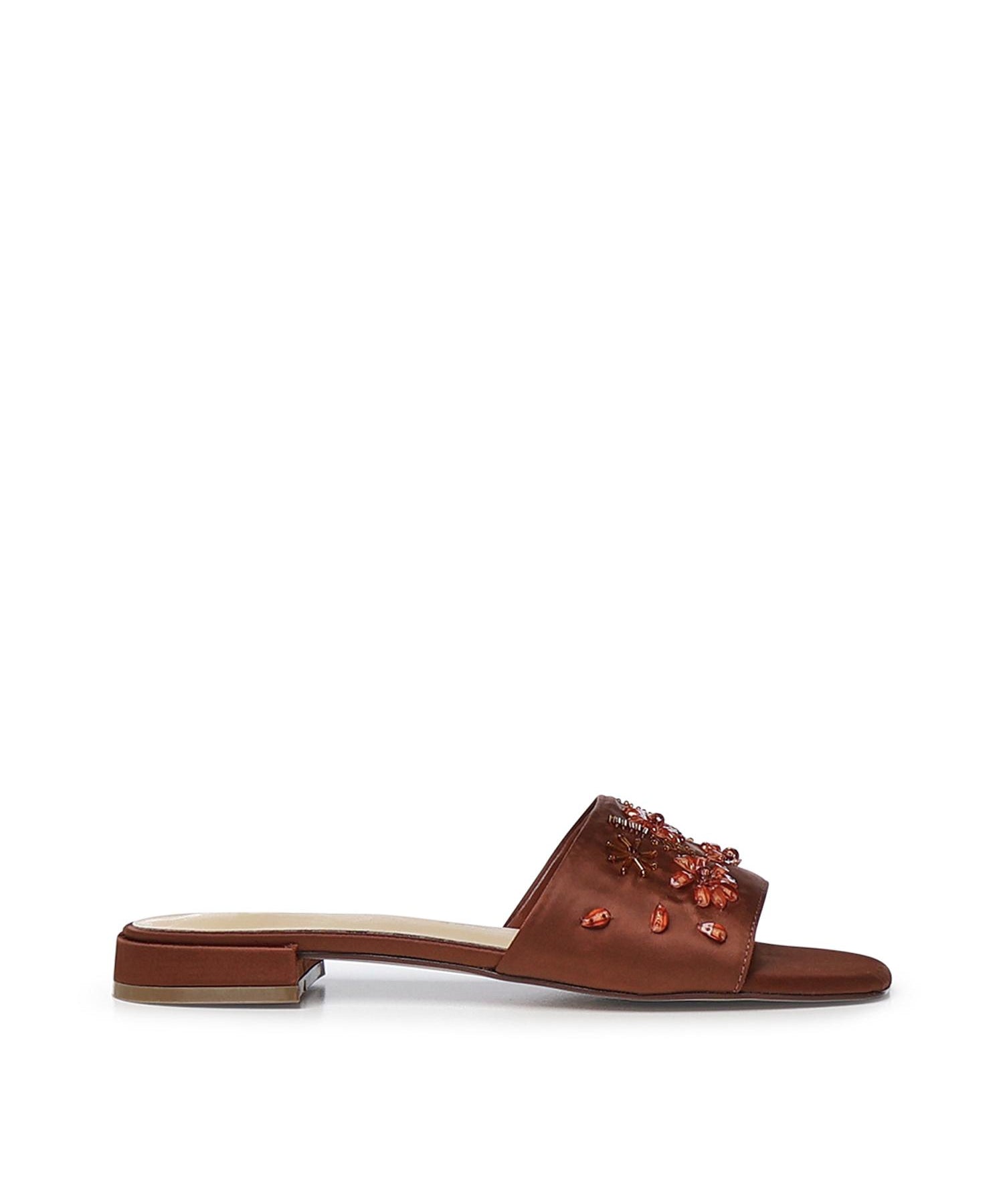 Sandali flat Kayla con cristalli 73SC9YM01RIC KAYLA FLATCIOCCOLATO V° 73 