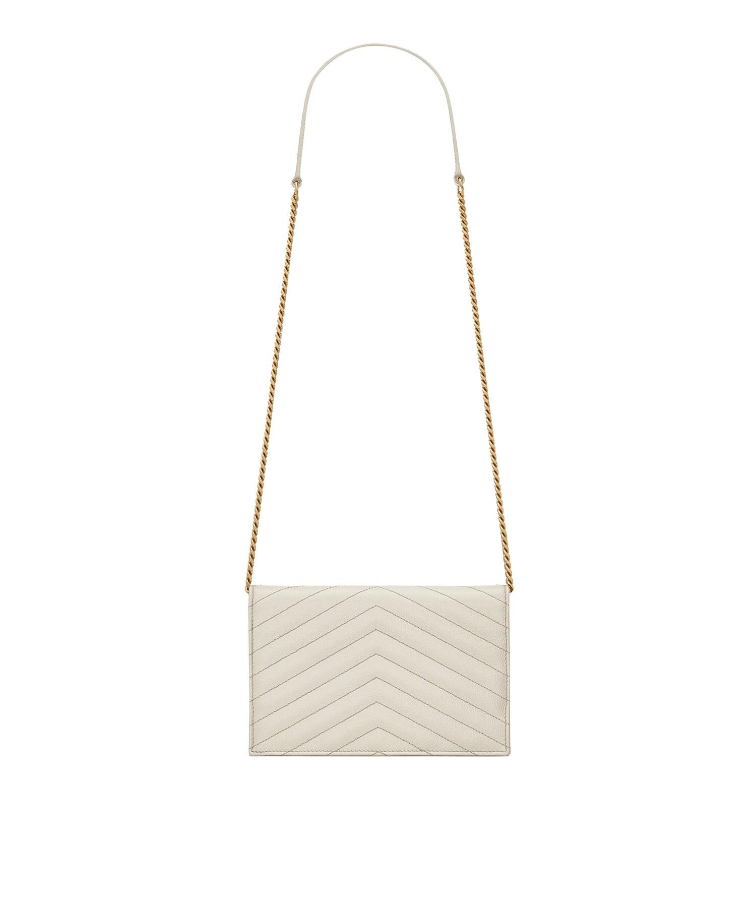 Pochette Envelope con catena Cassandre in pelle grain de poudre 857605 BOW019207 SAINT LAURENT 