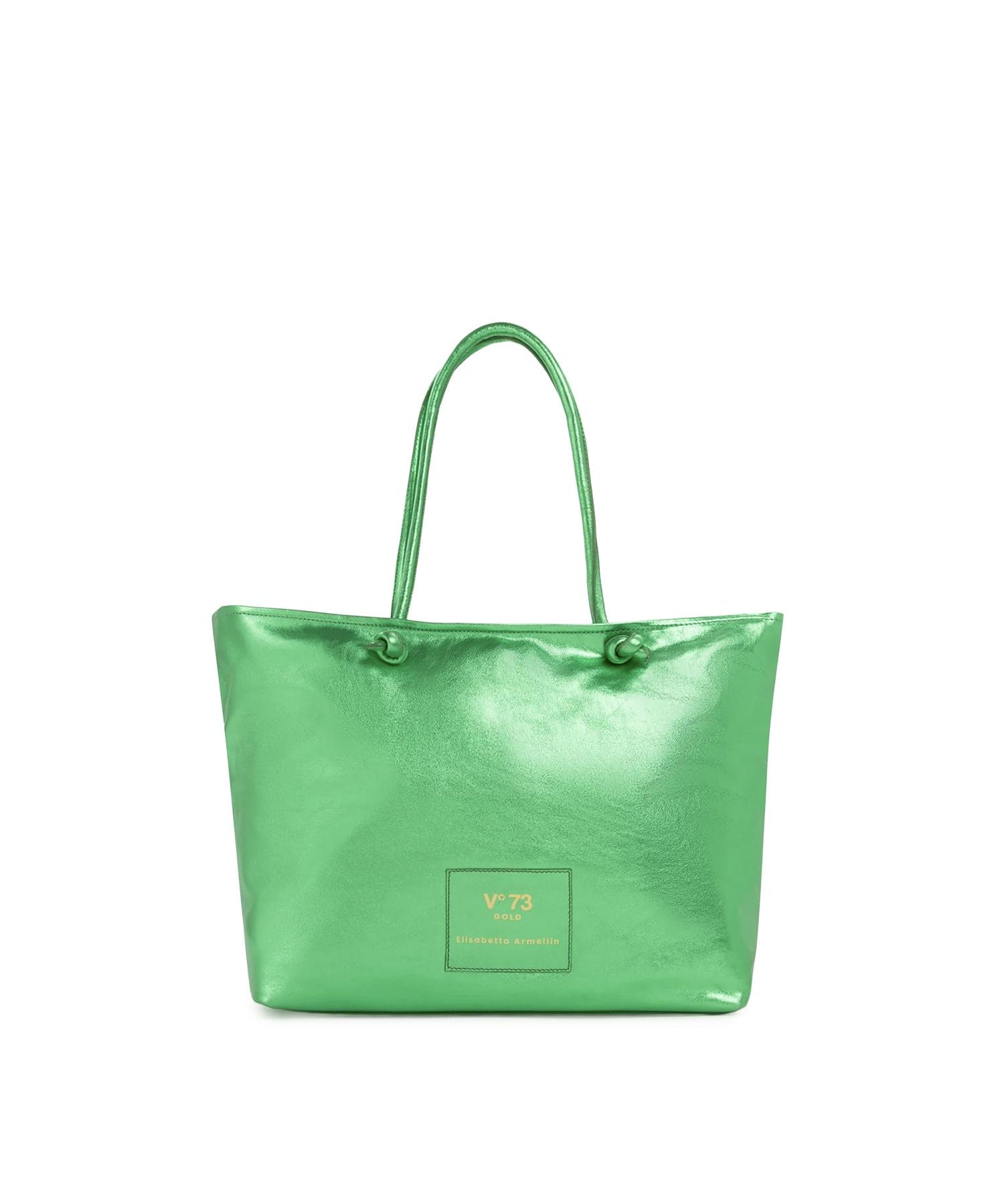 Borsa shopping in pelle con logo 73BP9VT01 LOLLI POPPOP GREEN V° 73 
