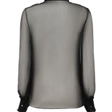 Blusa in chiffon di seta con finiture in pizzo e ruches 6B0AB7J0 2UP0NO VALENTINO GARAVANI 