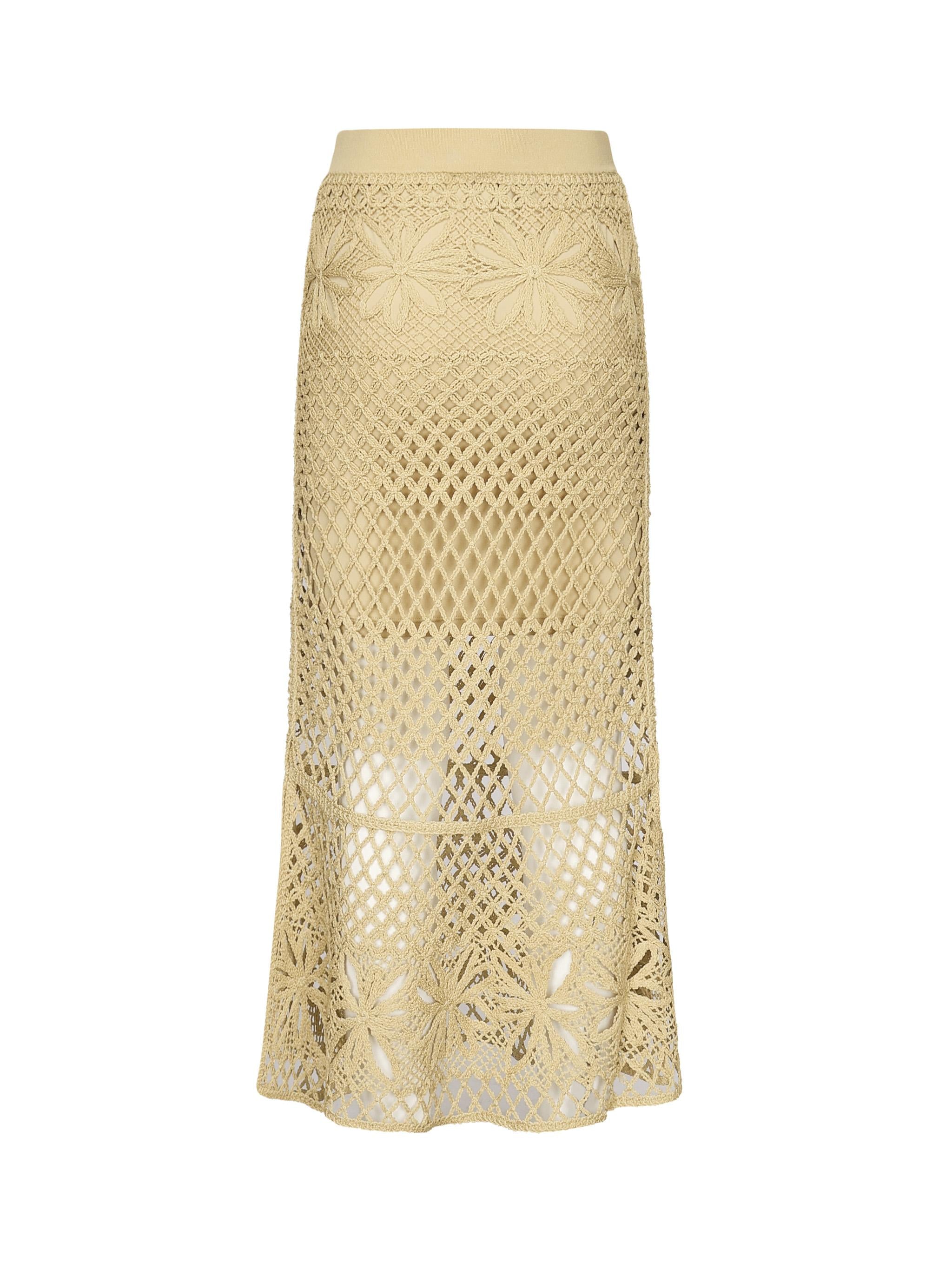 Gonna lunga effetto crochet fantasia 104732 A2FFC43 PINKO 