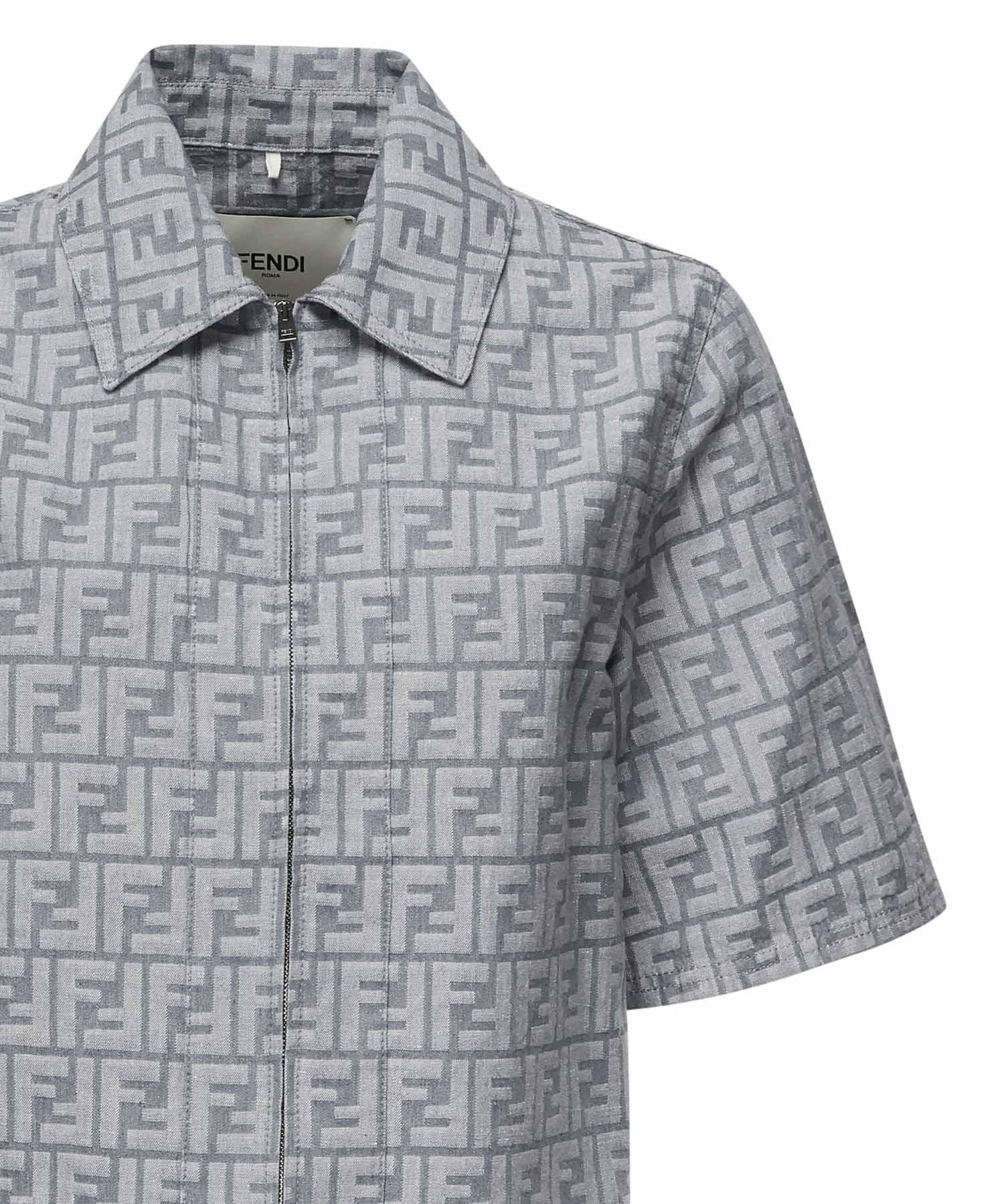 Giacca cropped in chambray FF jacquard<BR/> FLF790 ASMFF1SAT FENDI 