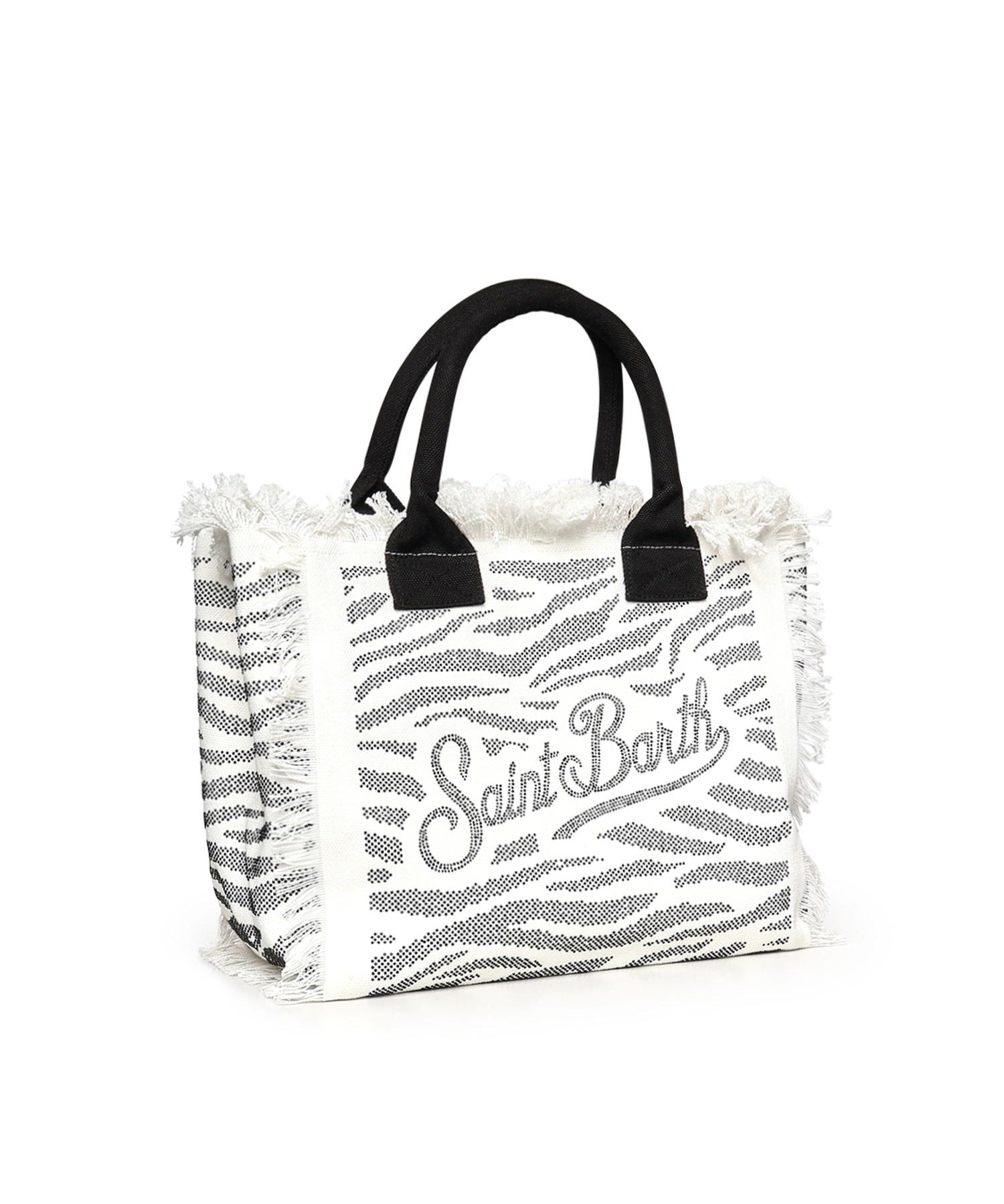 Borsa Vanity in canvas con stampa zebrata e strass VANI001 00271L MC2 SAINT BARTH 