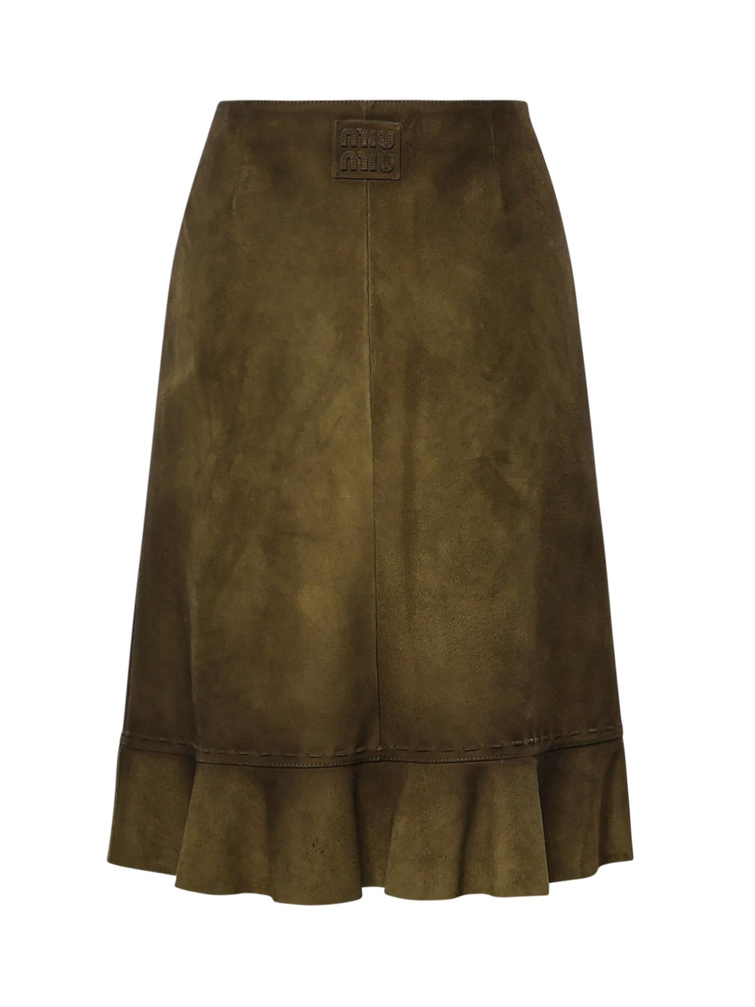 Gonna in pelle scamosciata cerata MPD858 19QLF0D09 MIU MIU 