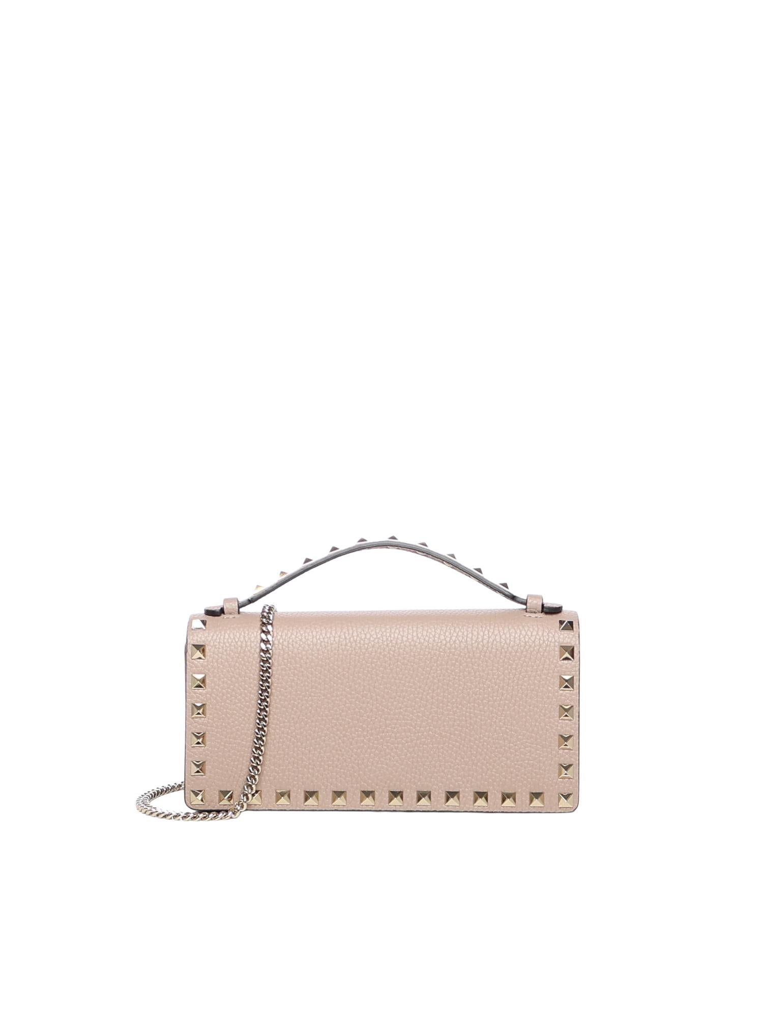 Portafoglio con catena Rockstud in vitello 7W2P0AK2 VSHP45 VALENTINO GARAVANI 