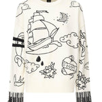 Maglione girocollo con fantasie 105427 A2PKZE1 PINKO 