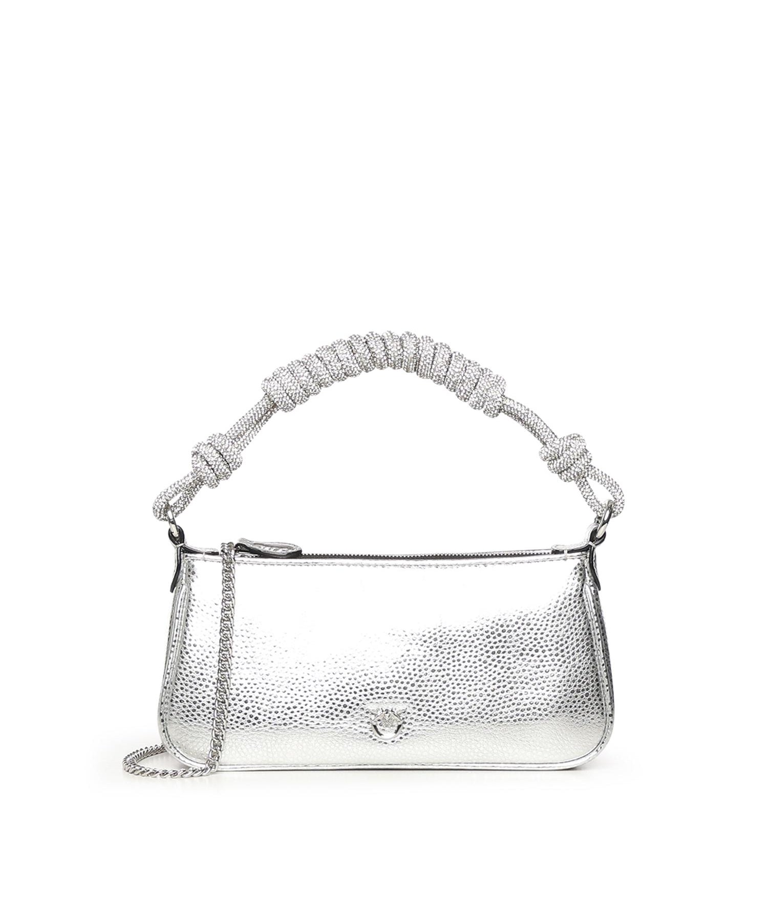 Mini bag Half Moon Horizontal in pelle laminata con strass 105915 A2WDZZFN PINKO 