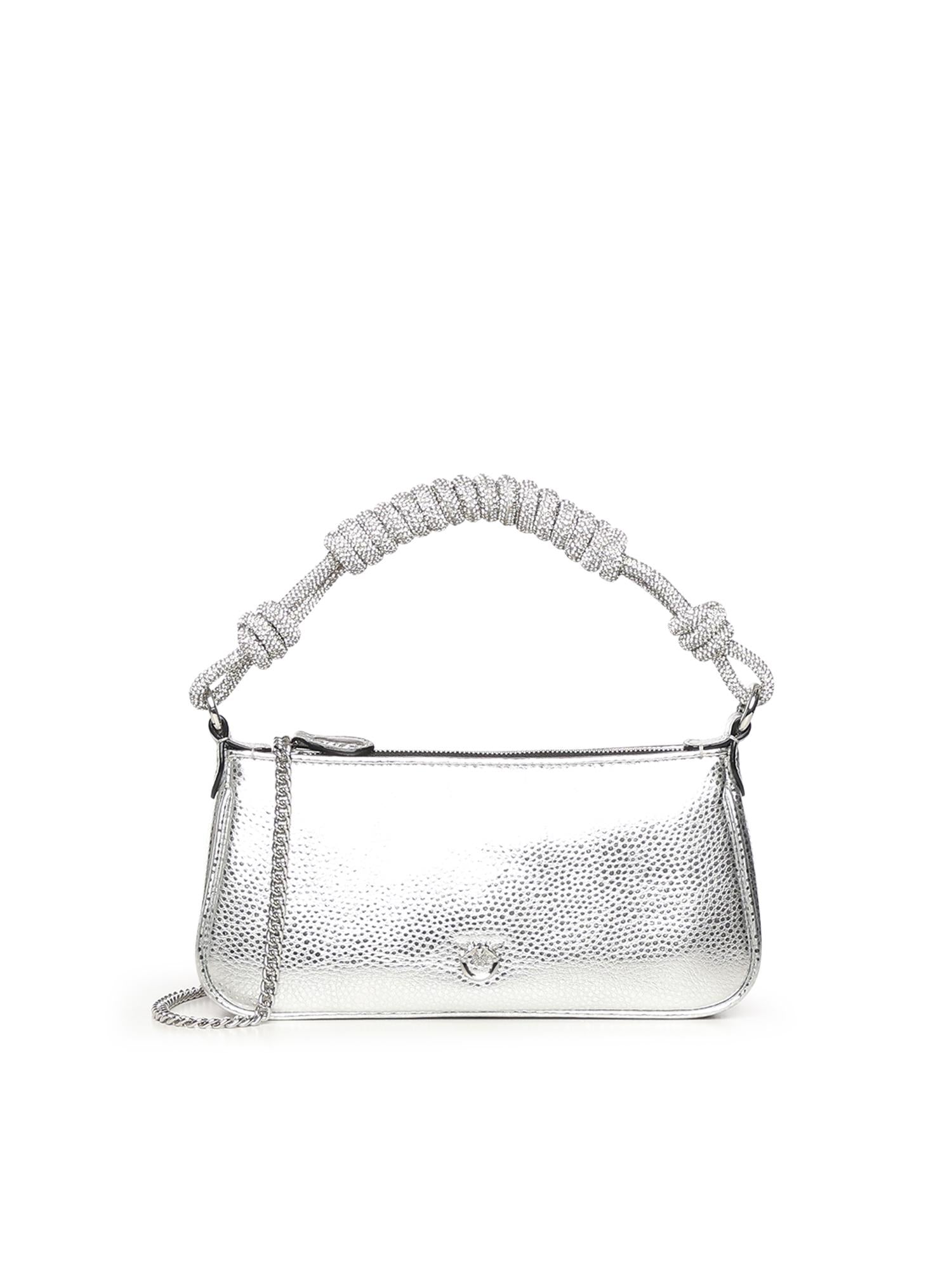 Mini bag Half Moon Horizontal in pelle laminata con strass 105915 A2WDZZFN PINKO 