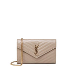 Pochette con catena Cassandre in pelle grain de poudre 377828 BOW012721 SAINT LAURENT 
