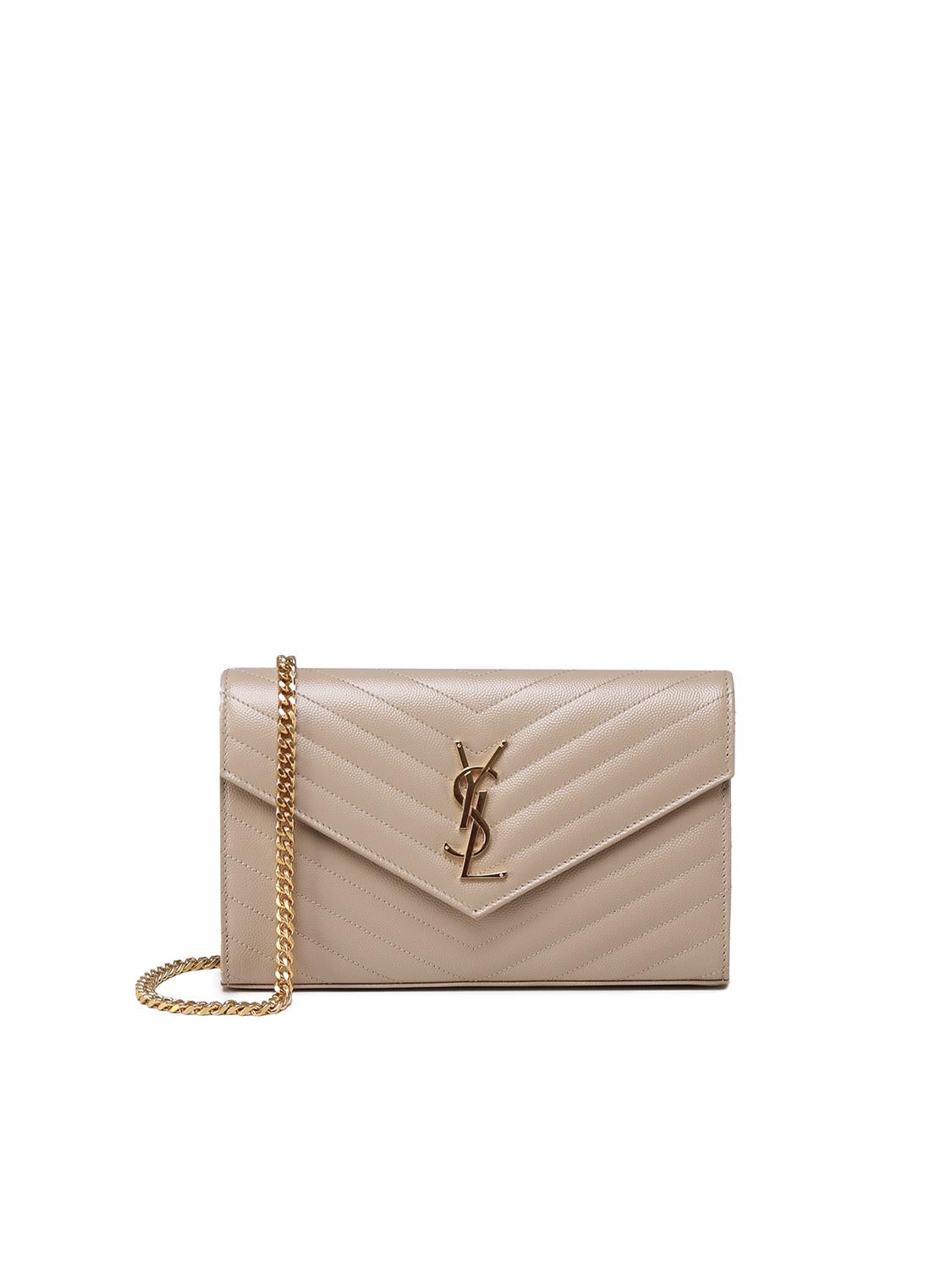 Pochette con catena Cassandre in pelle grain de poudre 377828 BOW012721 SAINT LAURENT 