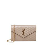 Pochette con catena Cassandre in pelle grain de poudre 377828 BOW012721 SAINT LAURENT 