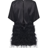Abito in raso lucido con piume 105738 A2UUZ99 PINKO 