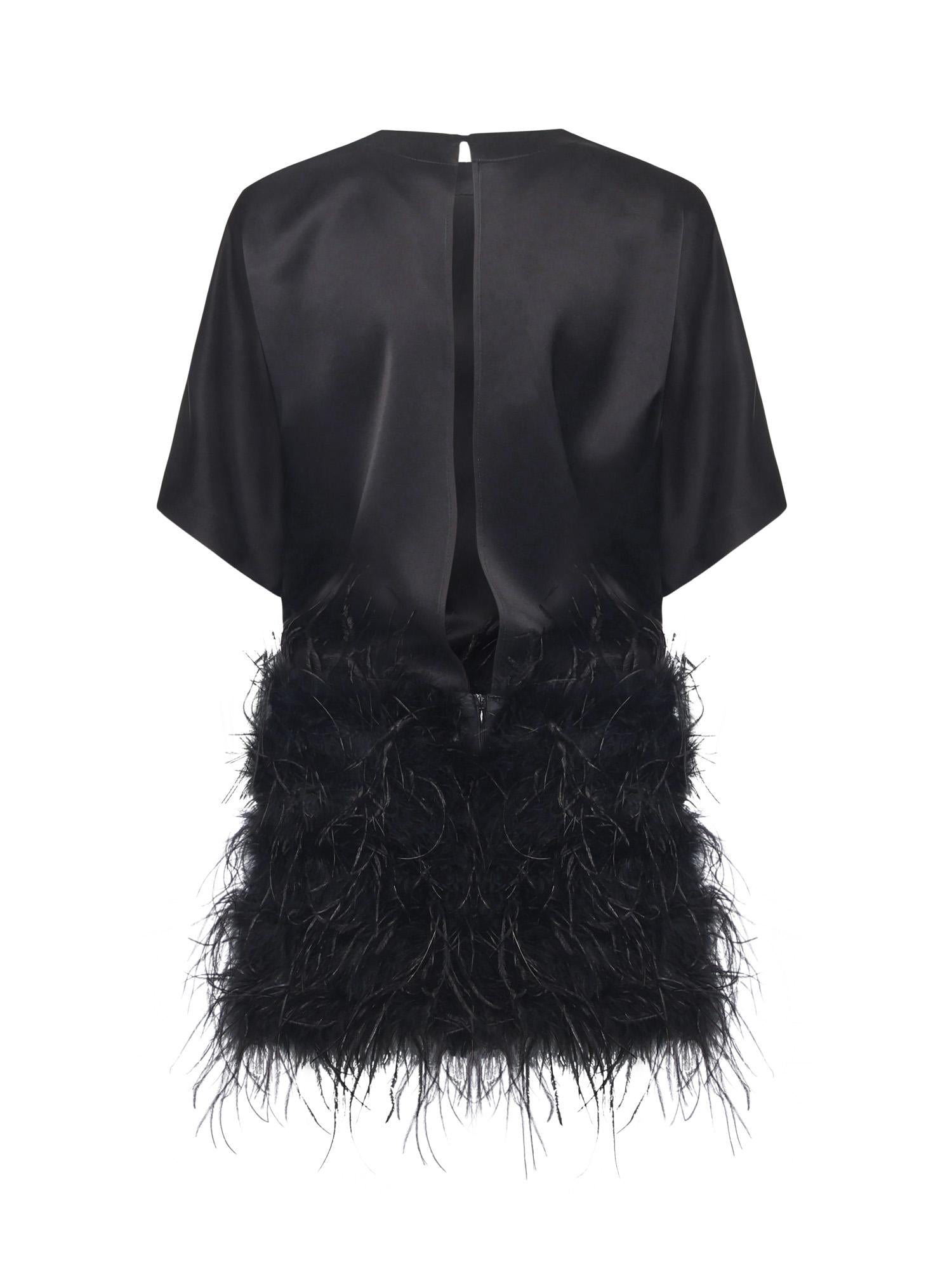 Abito in raso lucido con piume 105738 A2UUZ99 PINKO 