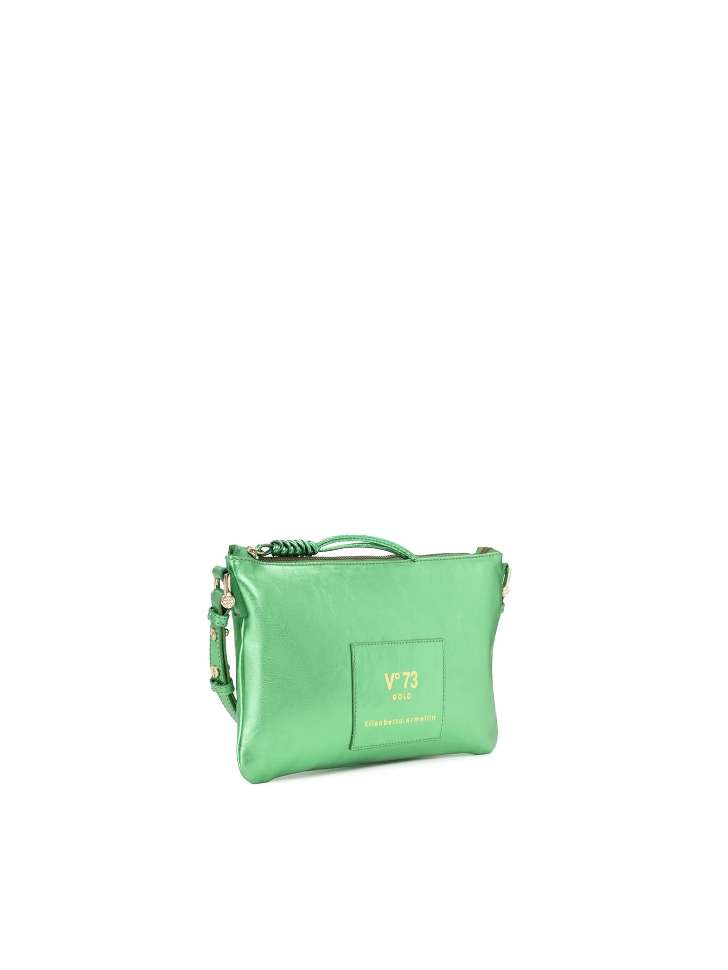 Borsa a tracolla in pelle con logo 73BP9VT03 LOLLI POPPOP GREEN V° 73 