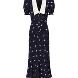 Abito con stampa fiocchi e colletto FABX4113F4595 1844 ALESSANDRA RICH 