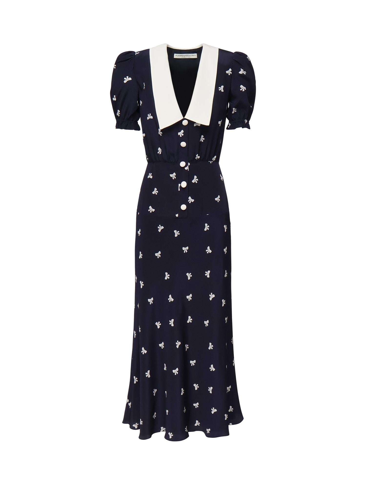Abito con stampa fiocchi e colletto FABX4113F4595 1844 ALESSANDRA RICH 