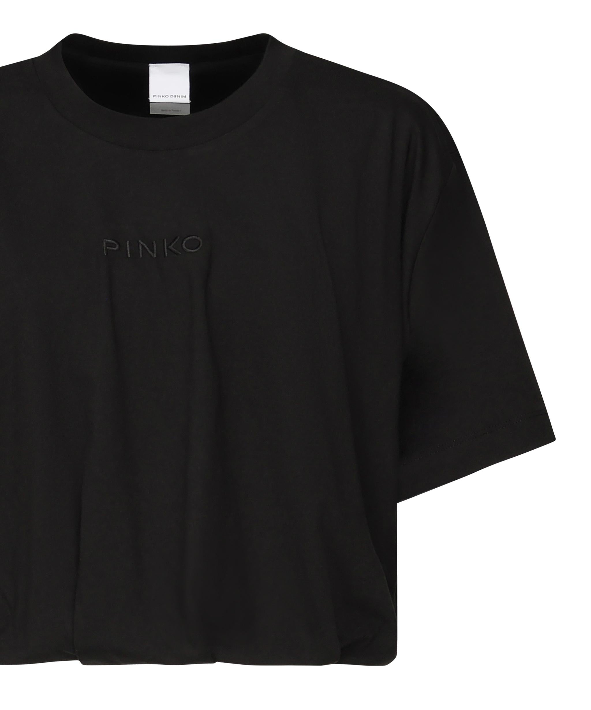 T-shirt cropped con ricamo logo 104257 A2F8Z99 PINKO 