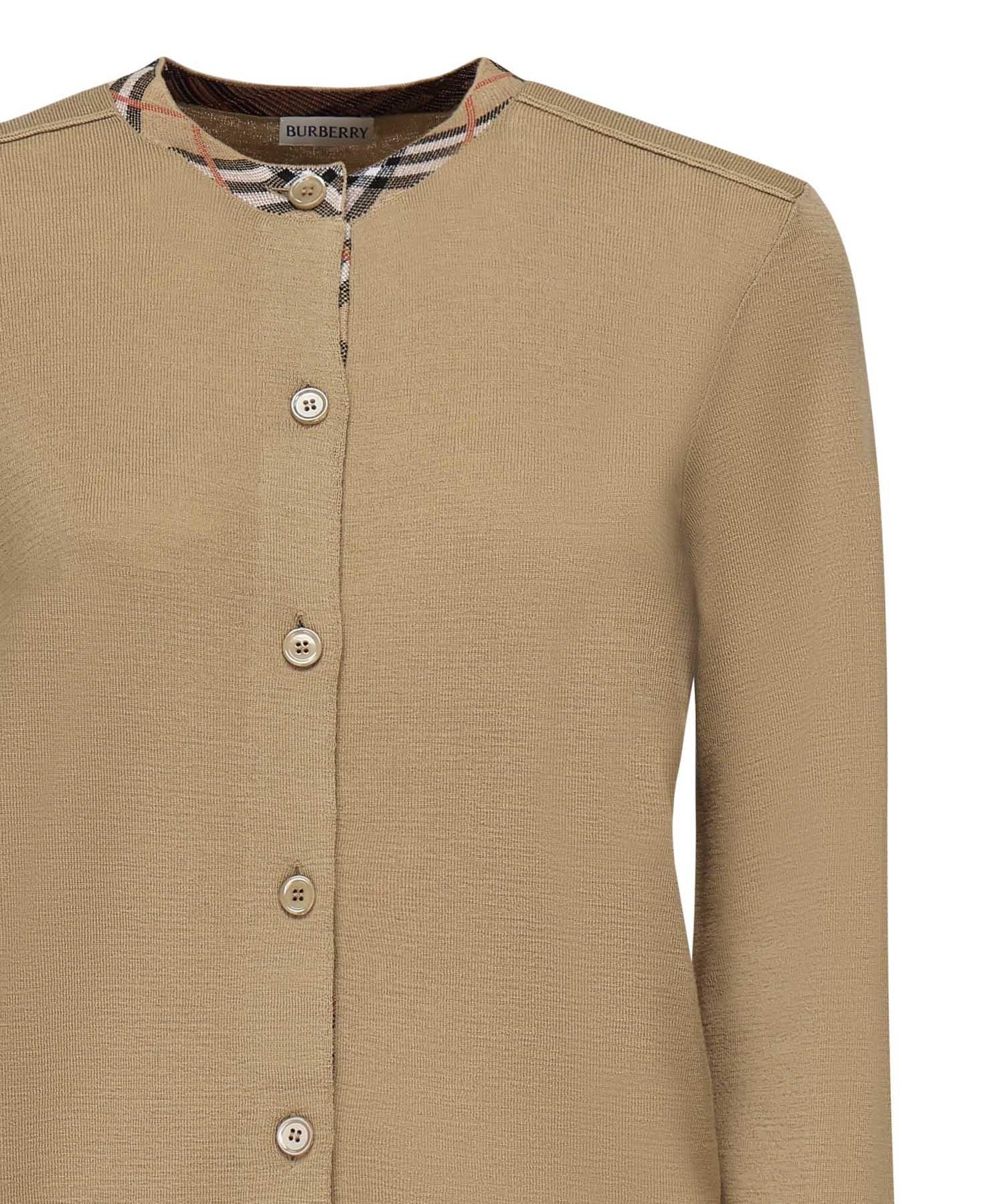 Cardigan in lana con finiture Check 8112164 B8626 BURBERRY 