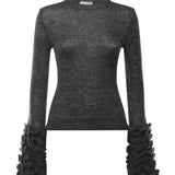 Pullover in misto mohair con ruches AA9G0076K101B 821 ALAIA 