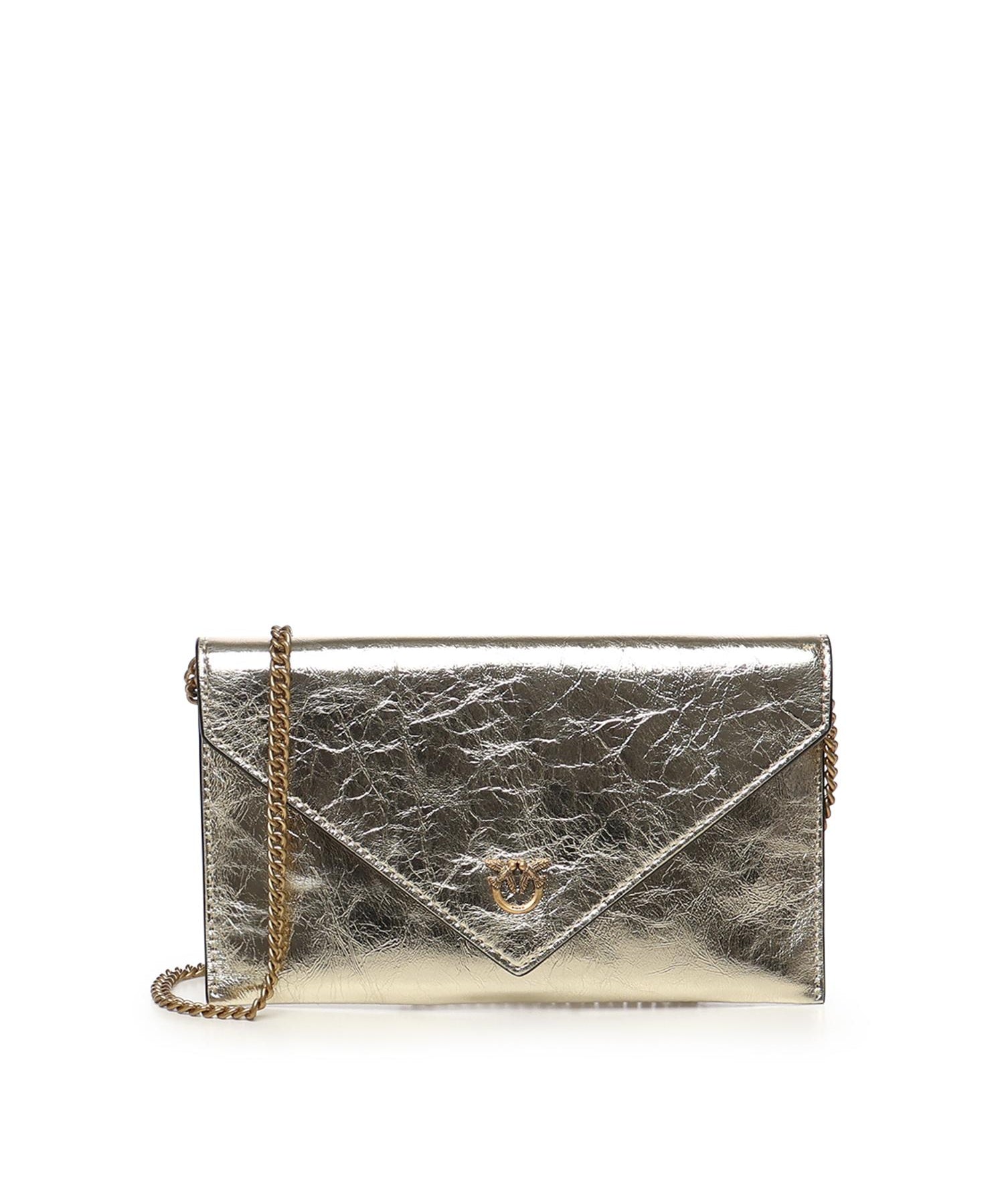 Bustina in pelle metallizzata con logo 105347 A2OTZZLQ PINKO 