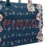 Borsa shopper in cotone con logo 106673 A3B7GA0Q PINKO 