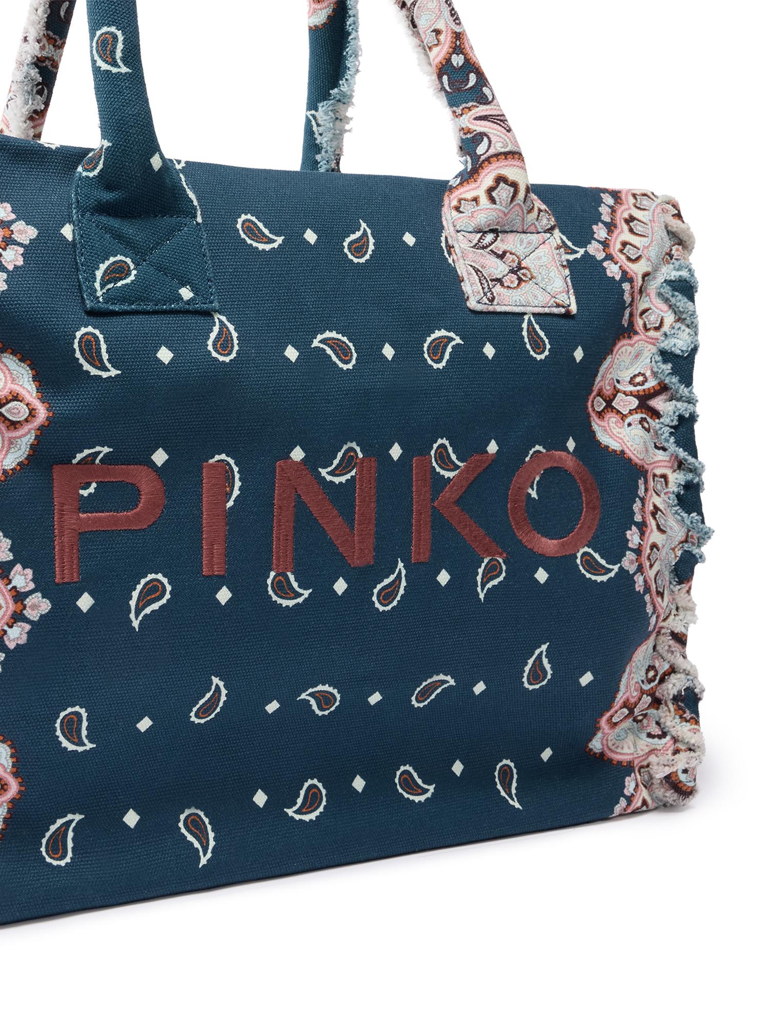 Borsa shopper in cotone con logo 106673 A3B7GA0Q PINKO 