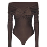 Body Kendall in lycra lucida T190714A TJP062DARK BROWN THE ANDAMANE 