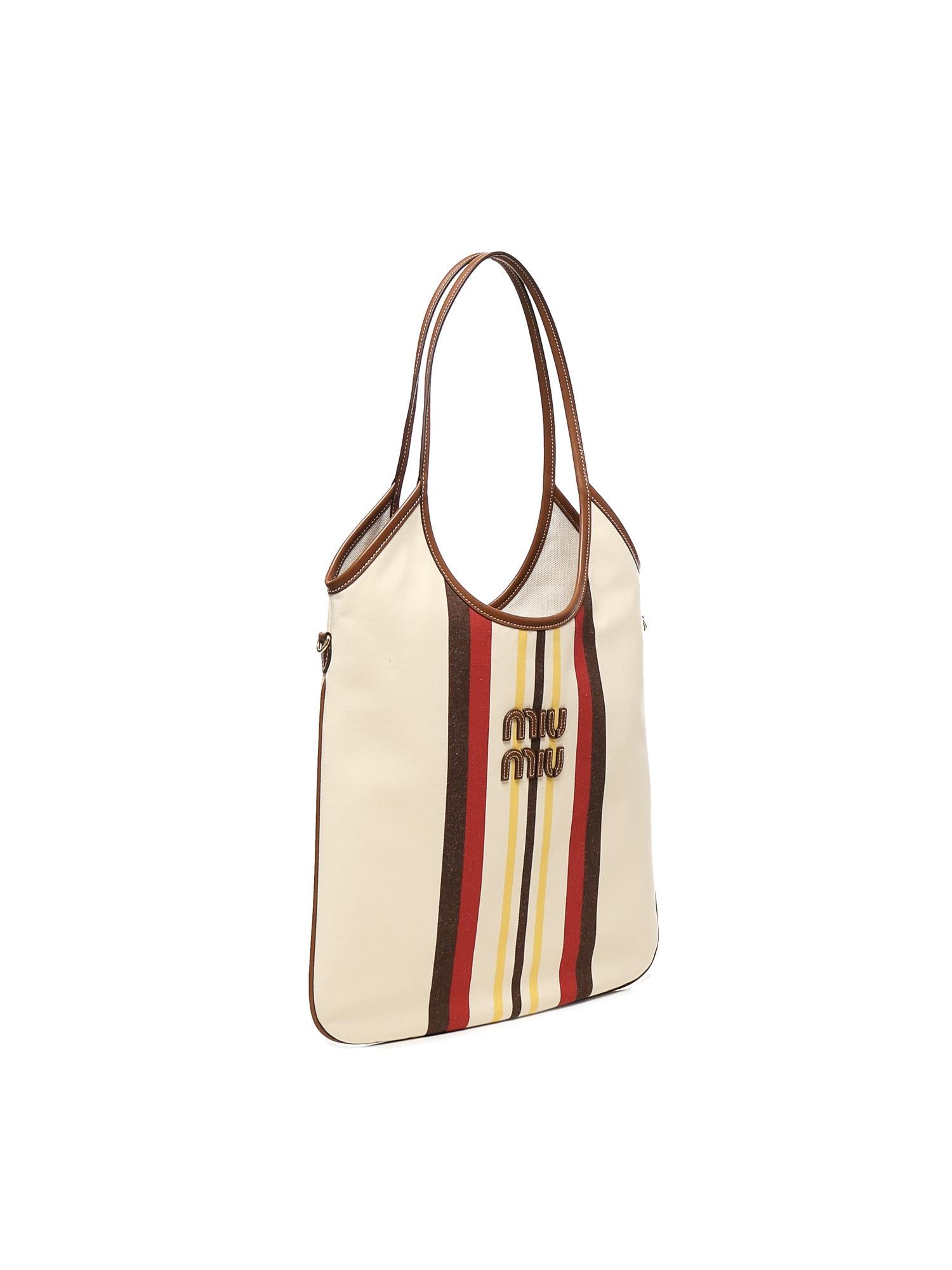 Borsa IVY in canvas e pelle 5BG231 2IBCF061W MIU MIU 