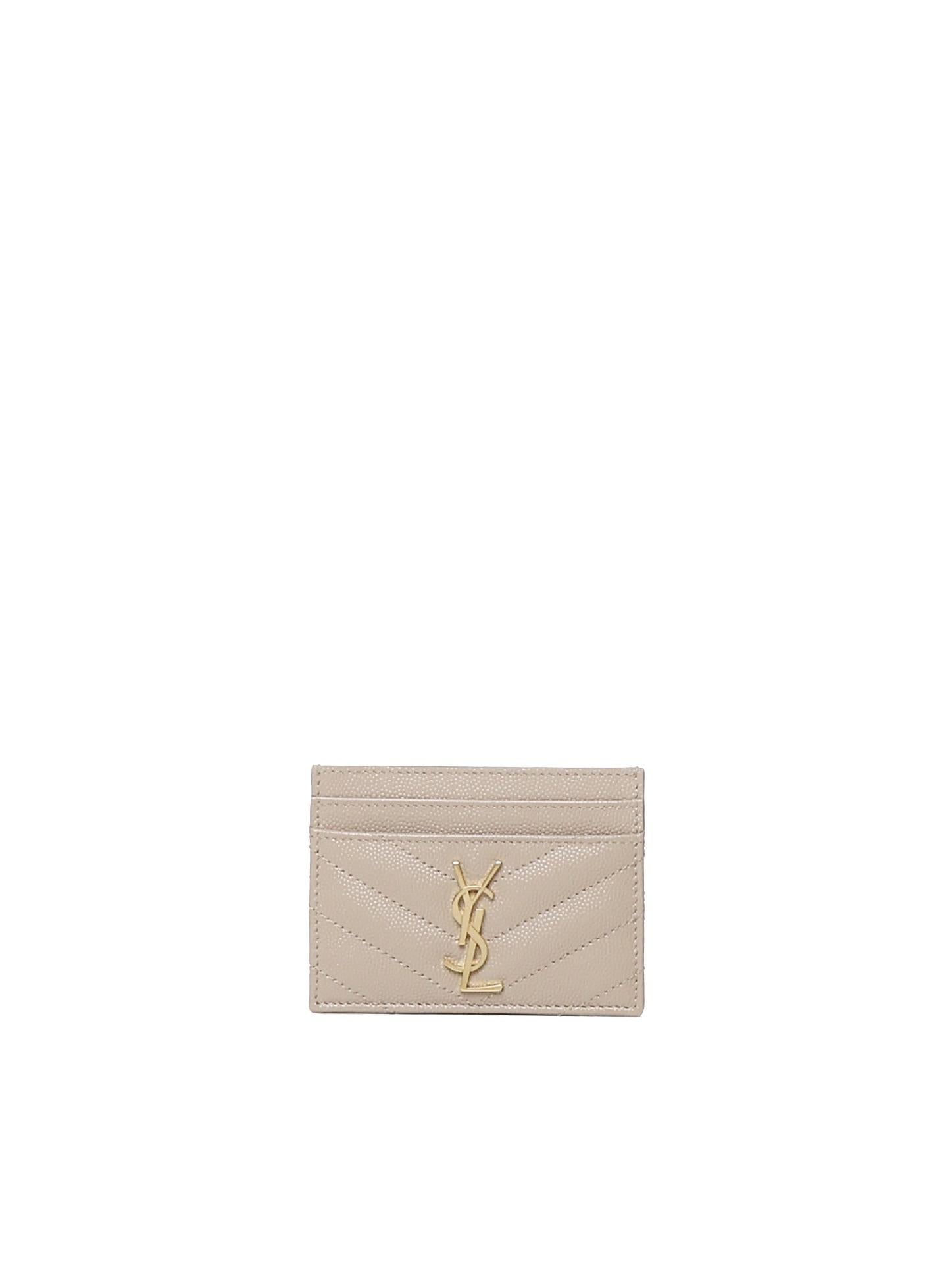 Portacarte Cassandre matelassé in grain de poudre 423291 BOW012721 SAINT LAURENT 