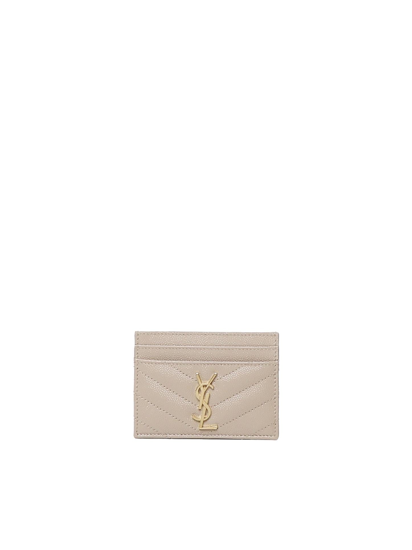Portacarte Cassandre matelassé in grain de poudre 423291 BOW012721 SAINT LAURENT 