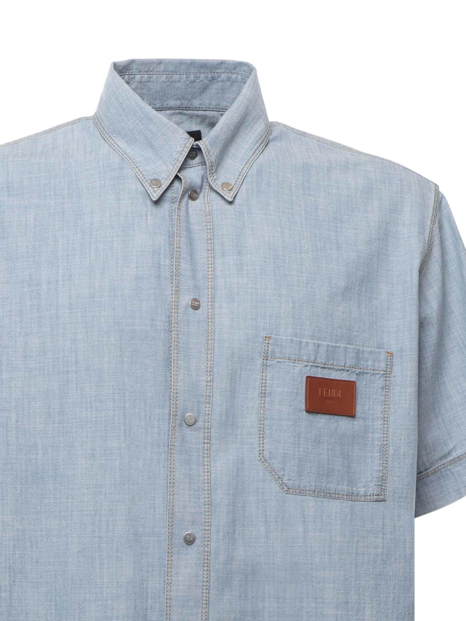 Camicia in chambray con logo FS1321 AUWXF0LQ0 FENDI 
