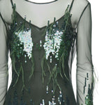 Abito con paillettes e piume 105579 A2SYAS0 PINKO 