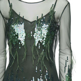 Abito con paillettes e piume 105579 A2SYAS0 PINKO 