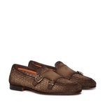 Mocassino con doppia fibbia in suede intrecciato MCNC19061LA3S AYCM21 SANTONI 
