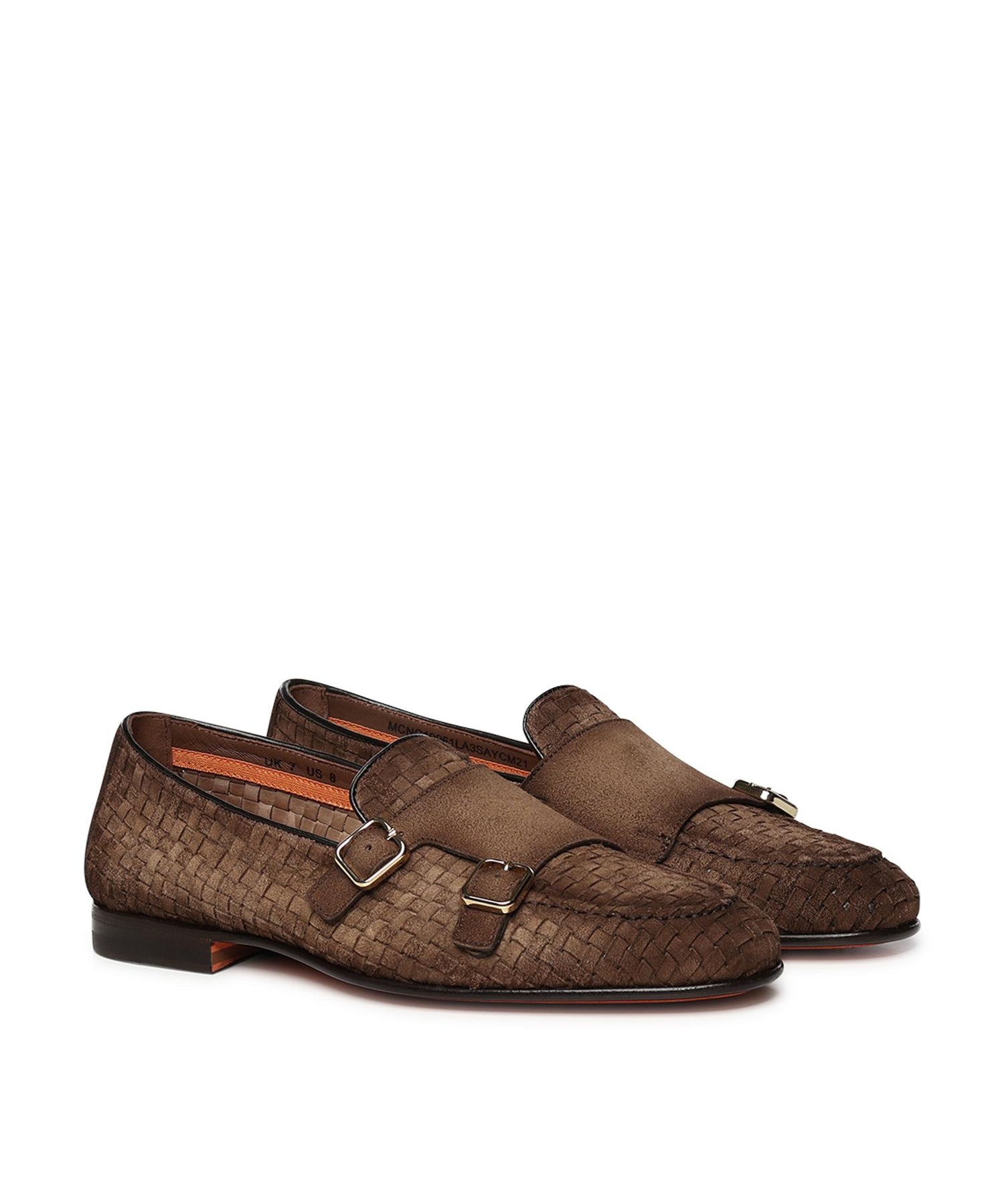 Mocassino con doppia fibbia in suede intrecciato MCNC19061LA3S AYCM21 SANTONI 