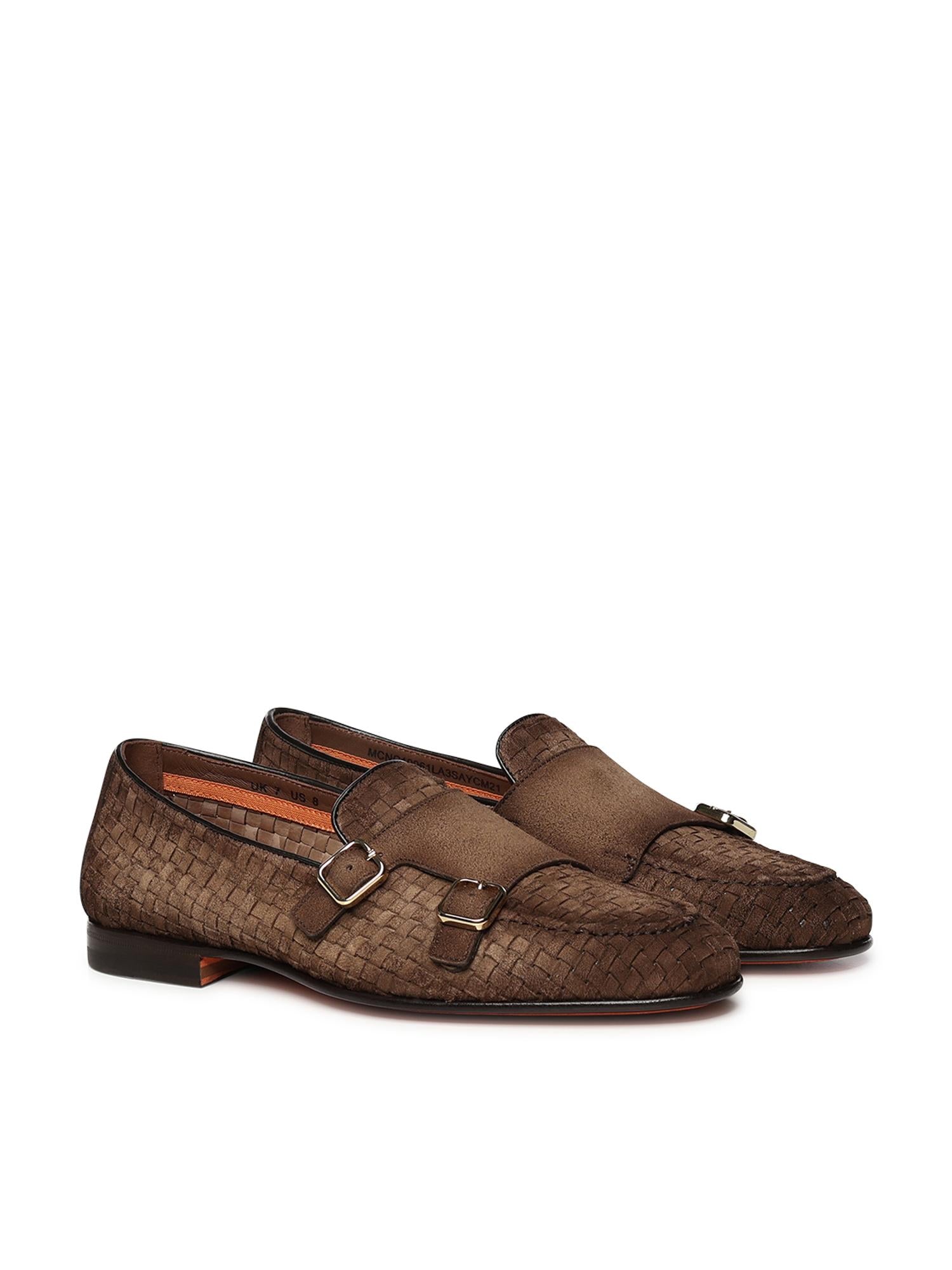 Mocassino con doppia fibbia in suede intrecciato MCNC19061LA3S AYCM21 SANTONI 