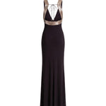 Abito lungo con dettagli ricamati a contrasto A0460124 0102 ALBERTA FERRETTI 